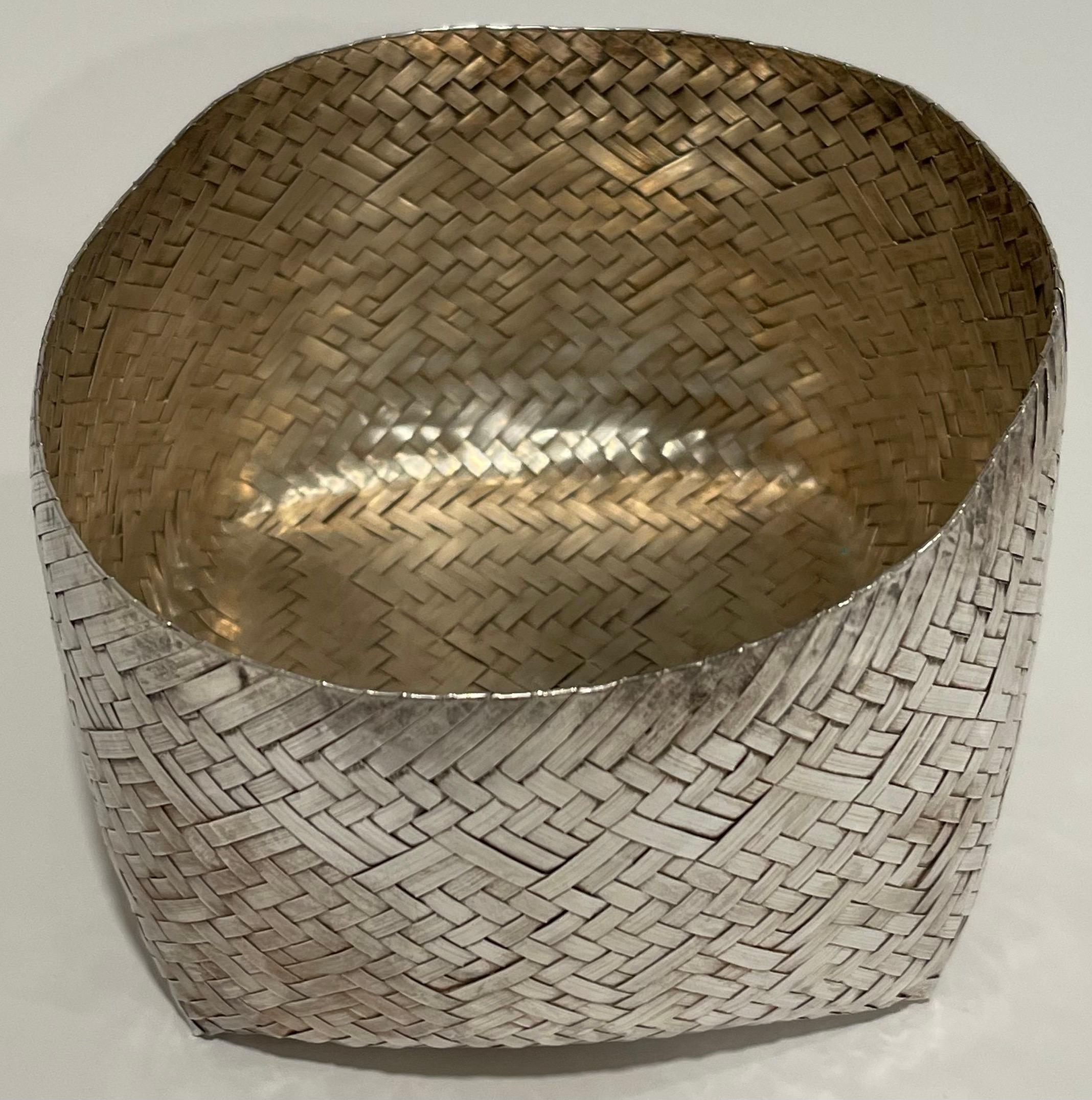 Late 20th Century Los Castillo Woven Silver Baskets, Set of 2 For Sale