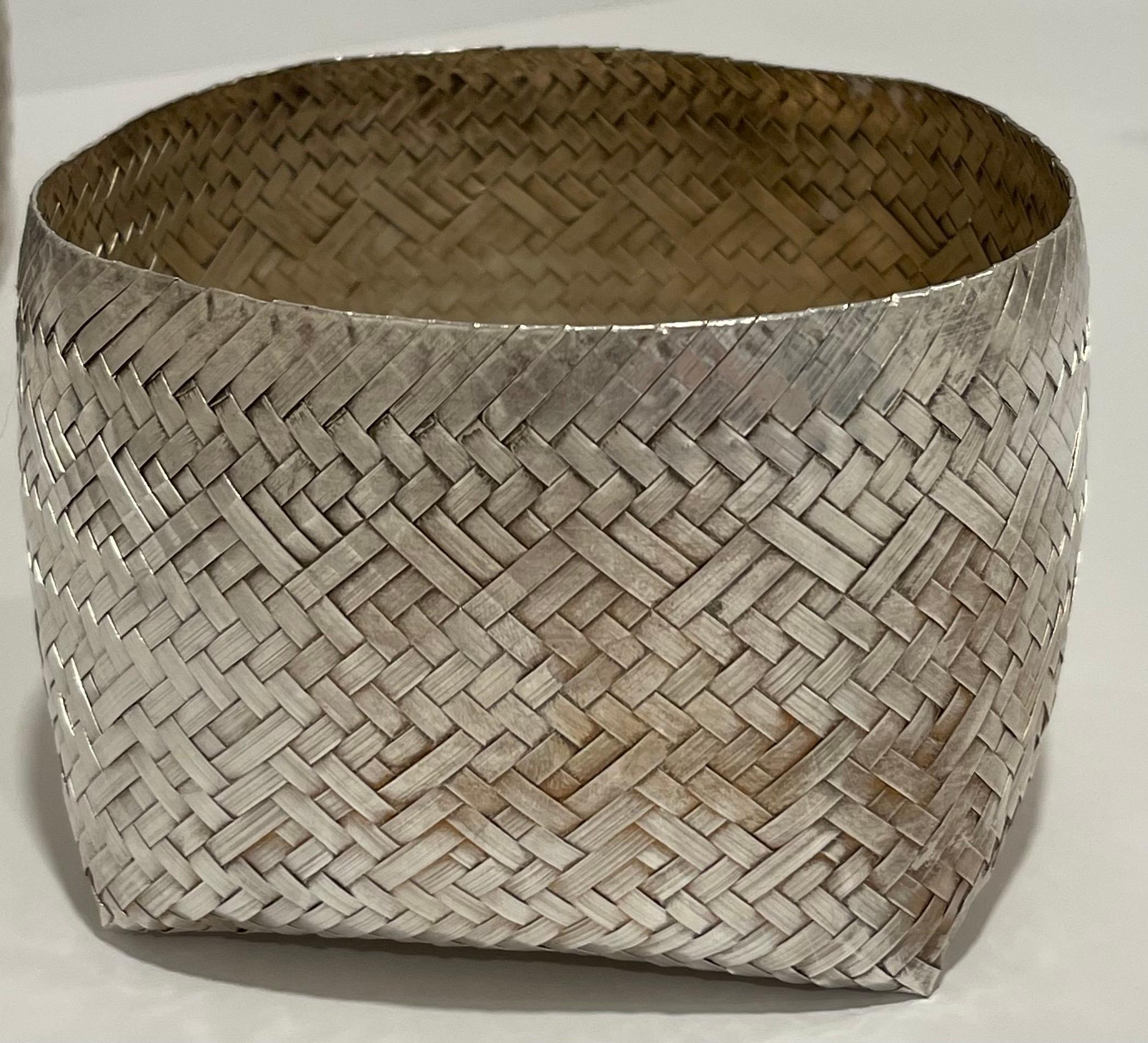 Los Castillo Woven Silver Baskets, Set of 2 For Sale 1