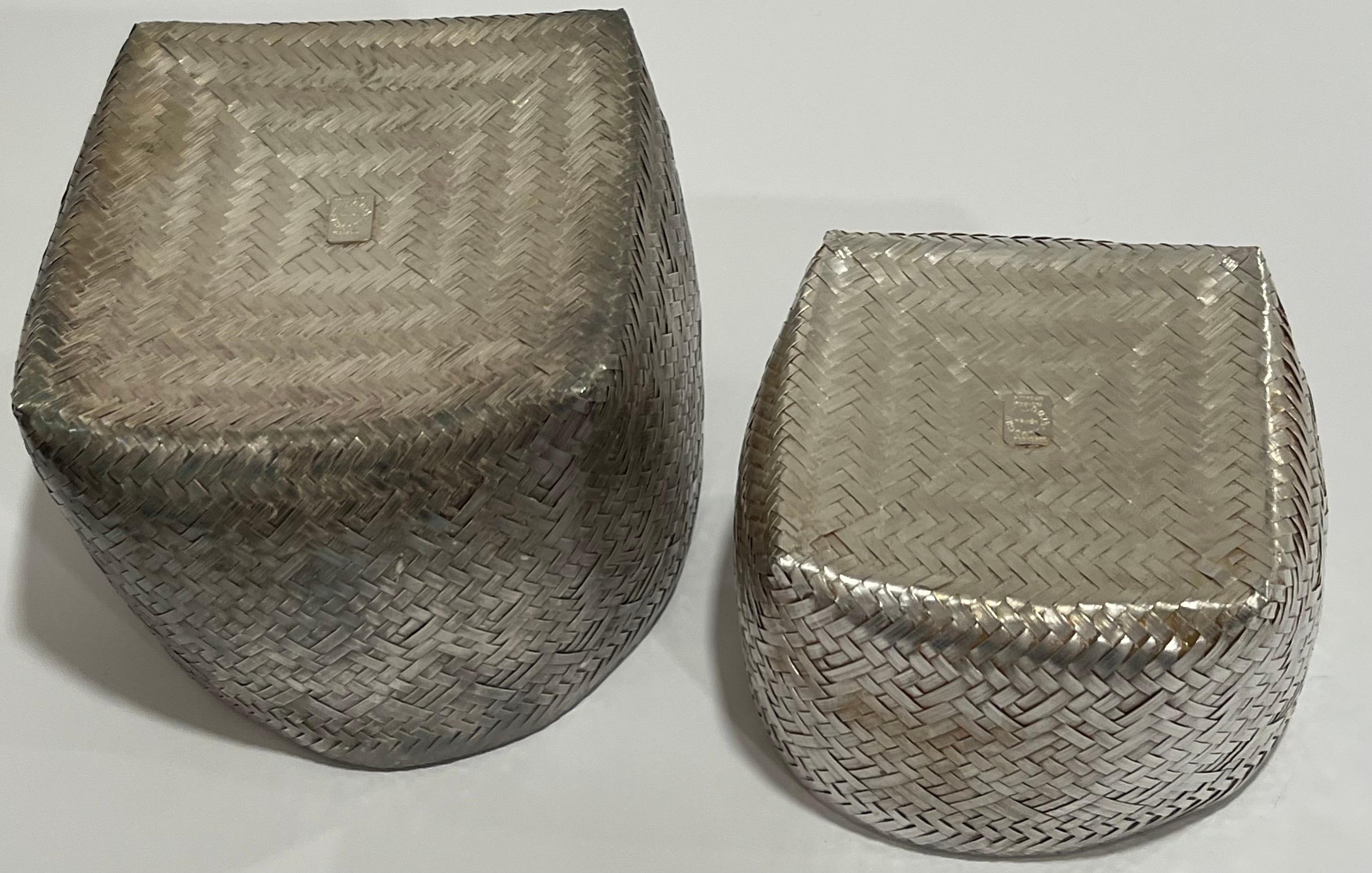 Los Castillo Woven Silver Baskets, Set of 2 For Sale 2