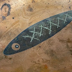 Los Castillos Copper Sterling Silver Footed Tray Dish Catchall Handmade Taxco