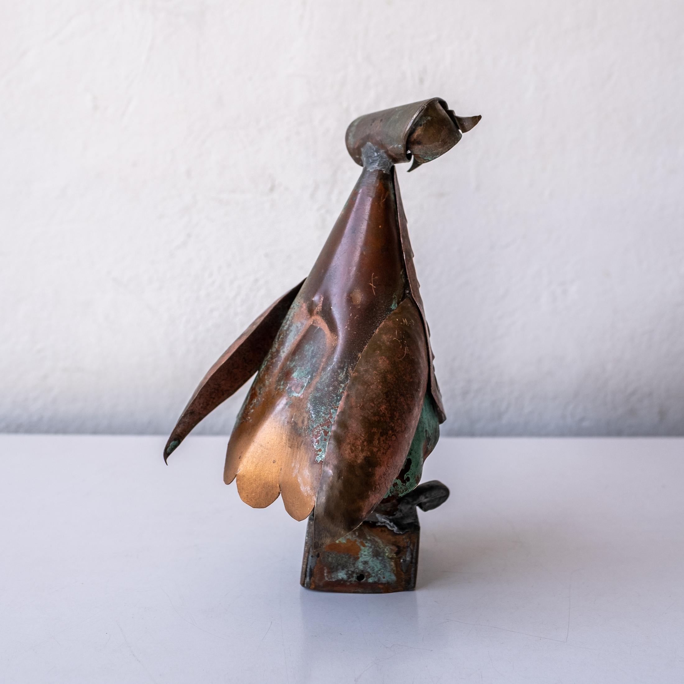 Los Castillos Mexican Modernist Copper Owl Sculpture by Antonio Castillo For Sale 3