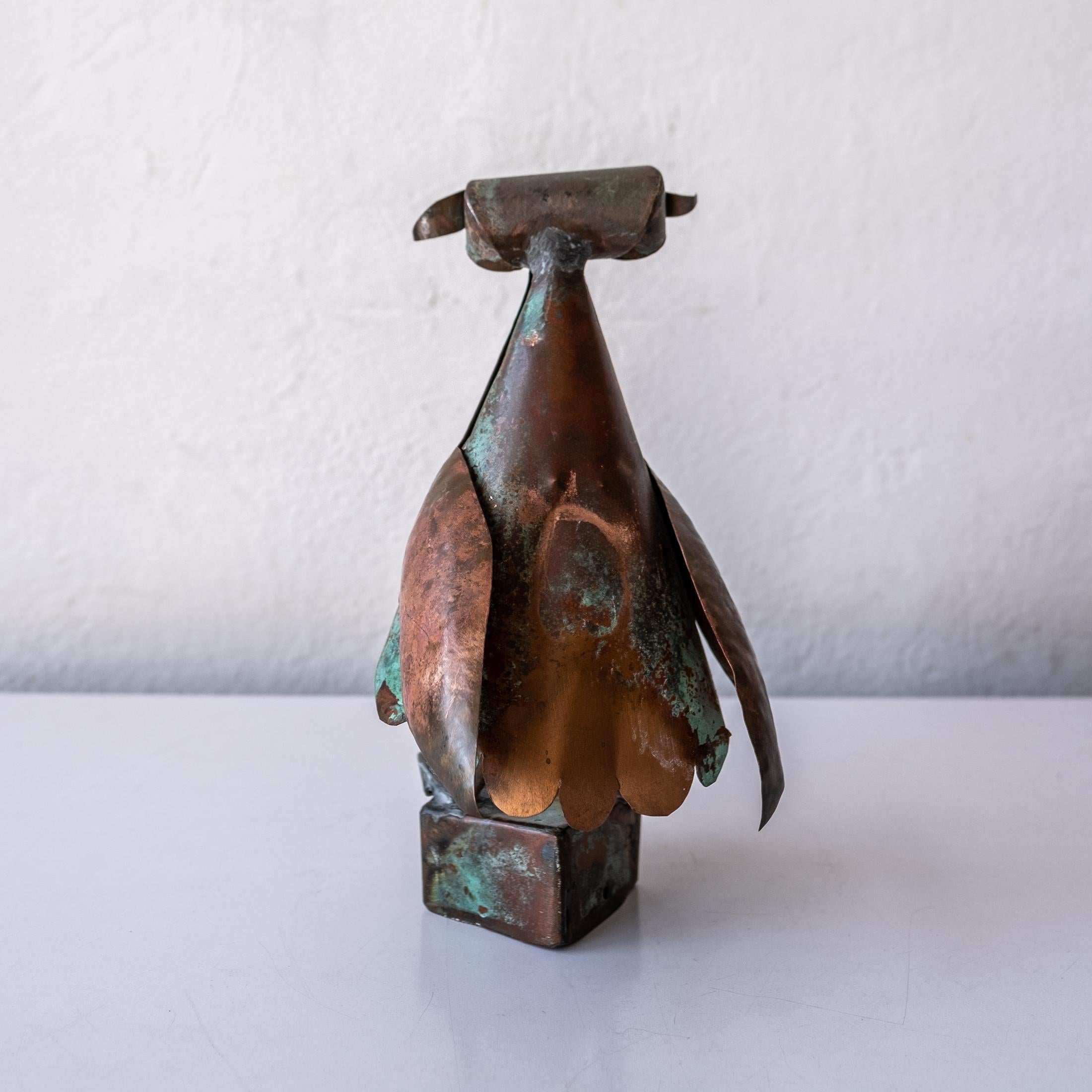 Los Castillos Mexican Modernist Copper Owl Sculpture by Antonio Castillo For Sale 4