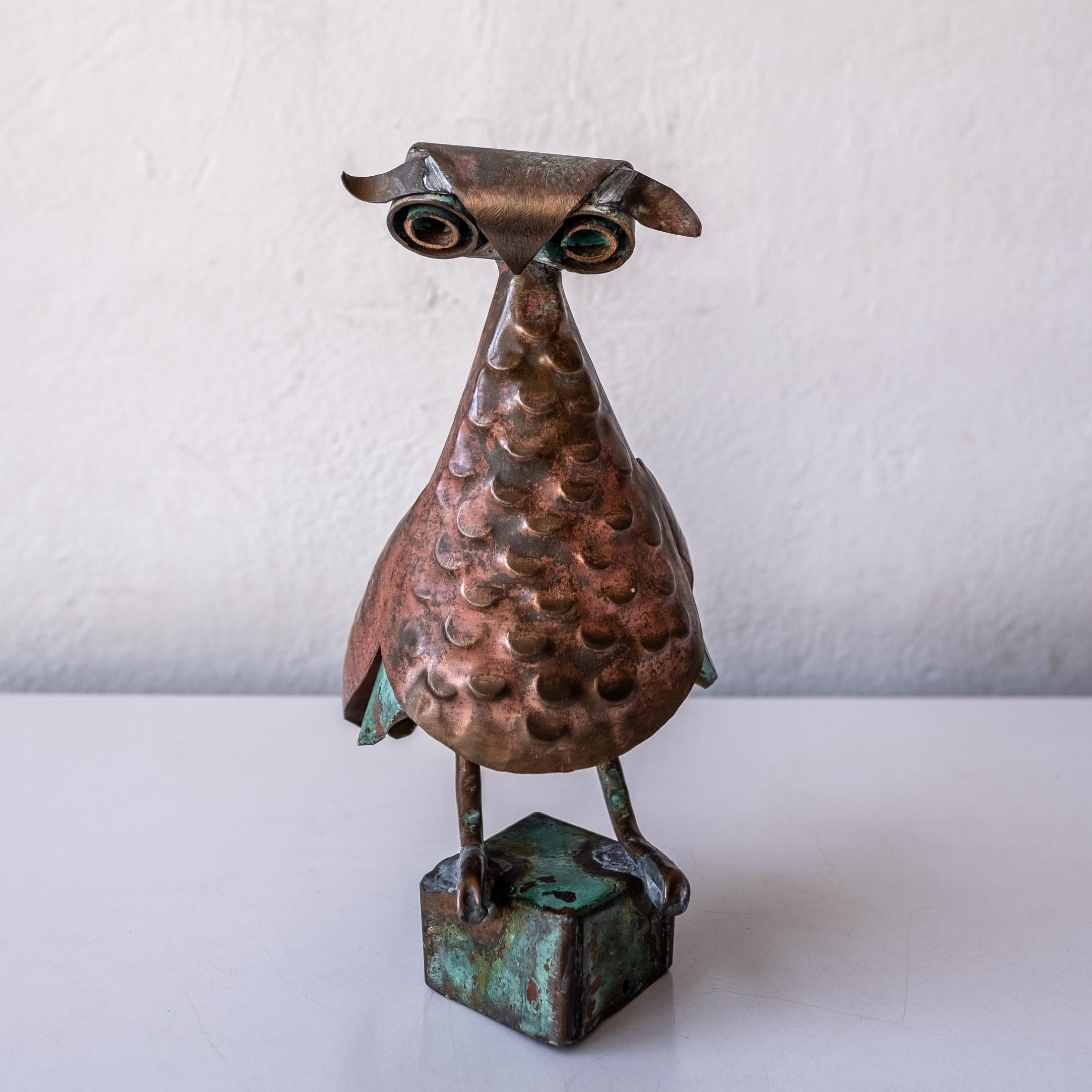 Los Castillos Mexican Modernist Copper Owl Sculpture by Antonio Castillo For Sale 5