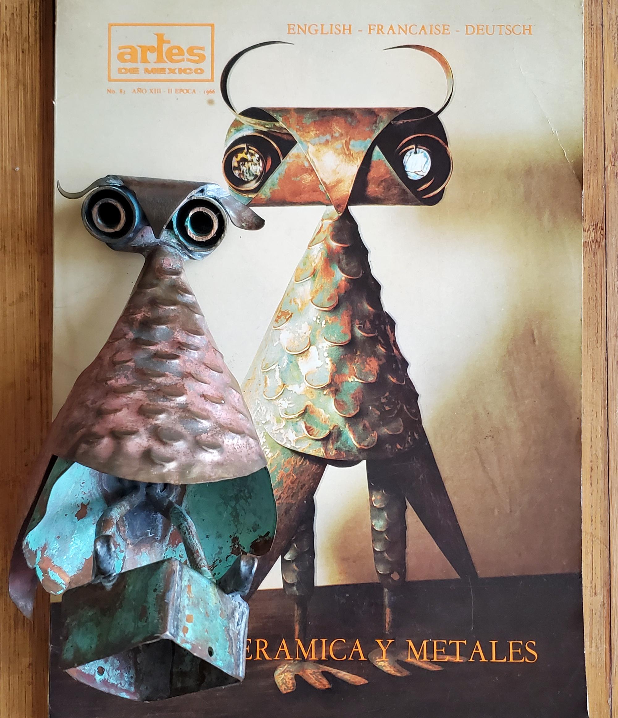 Mexicain Sculpture de hibou moderniste mexicain en cuivre de Los Castillos par Antonio Castillo en vente