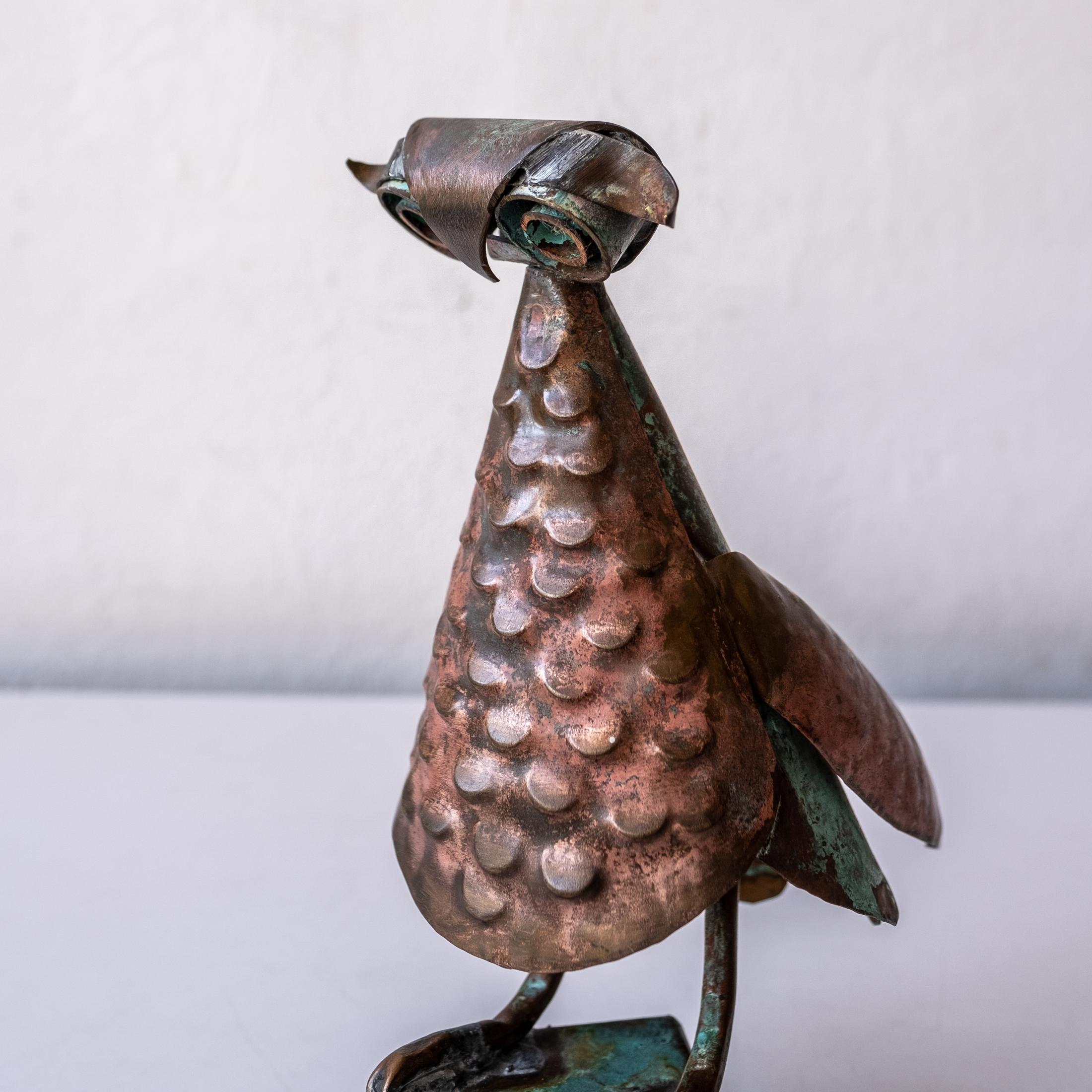 Mid-20th Century Los Castillos Mexican Modernist Copper Owl Sculpture by Antonio Castillo For Sale