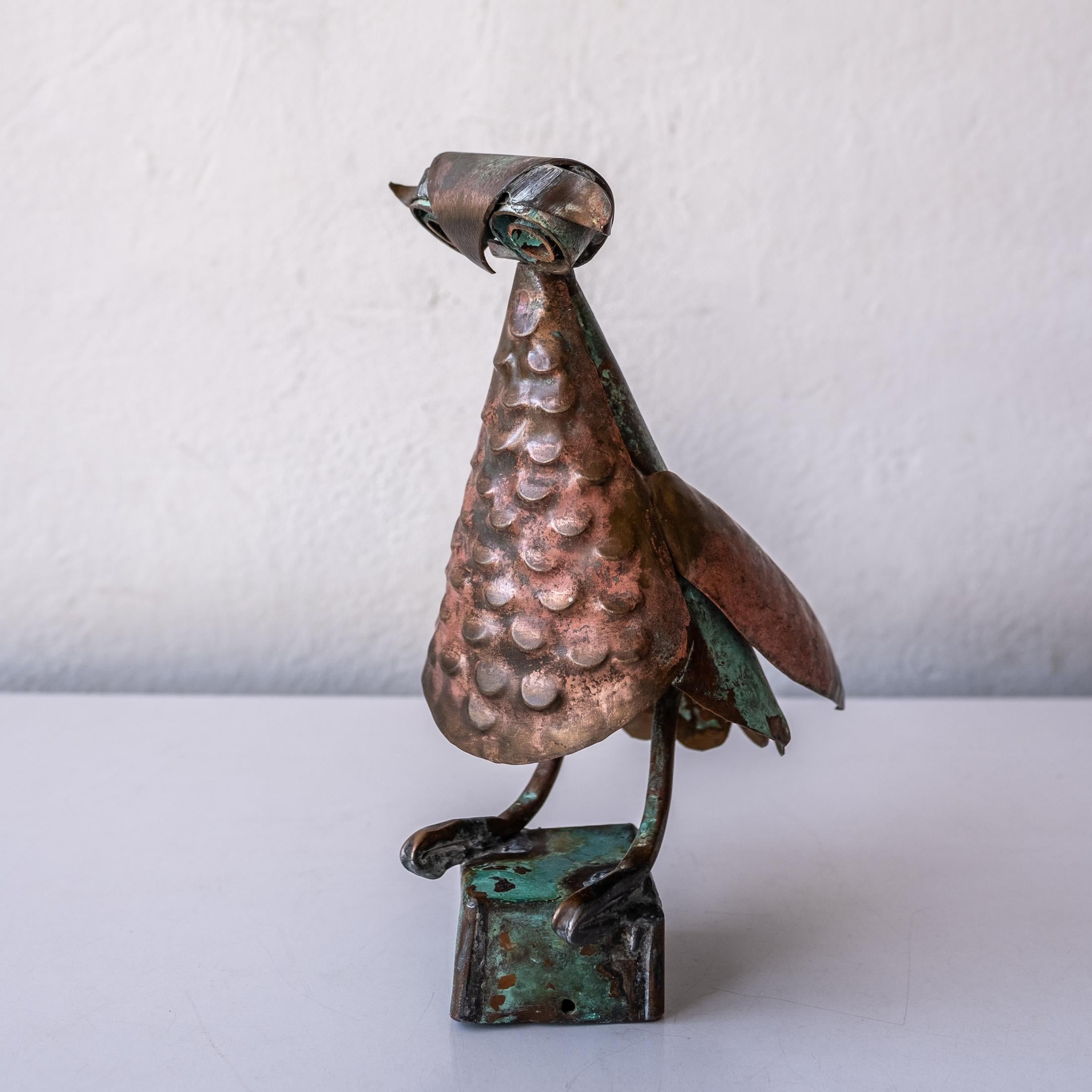 Los Castillos Mexican Modernist Copper Owl Sculpture by Antonio Castillo For Sale 1