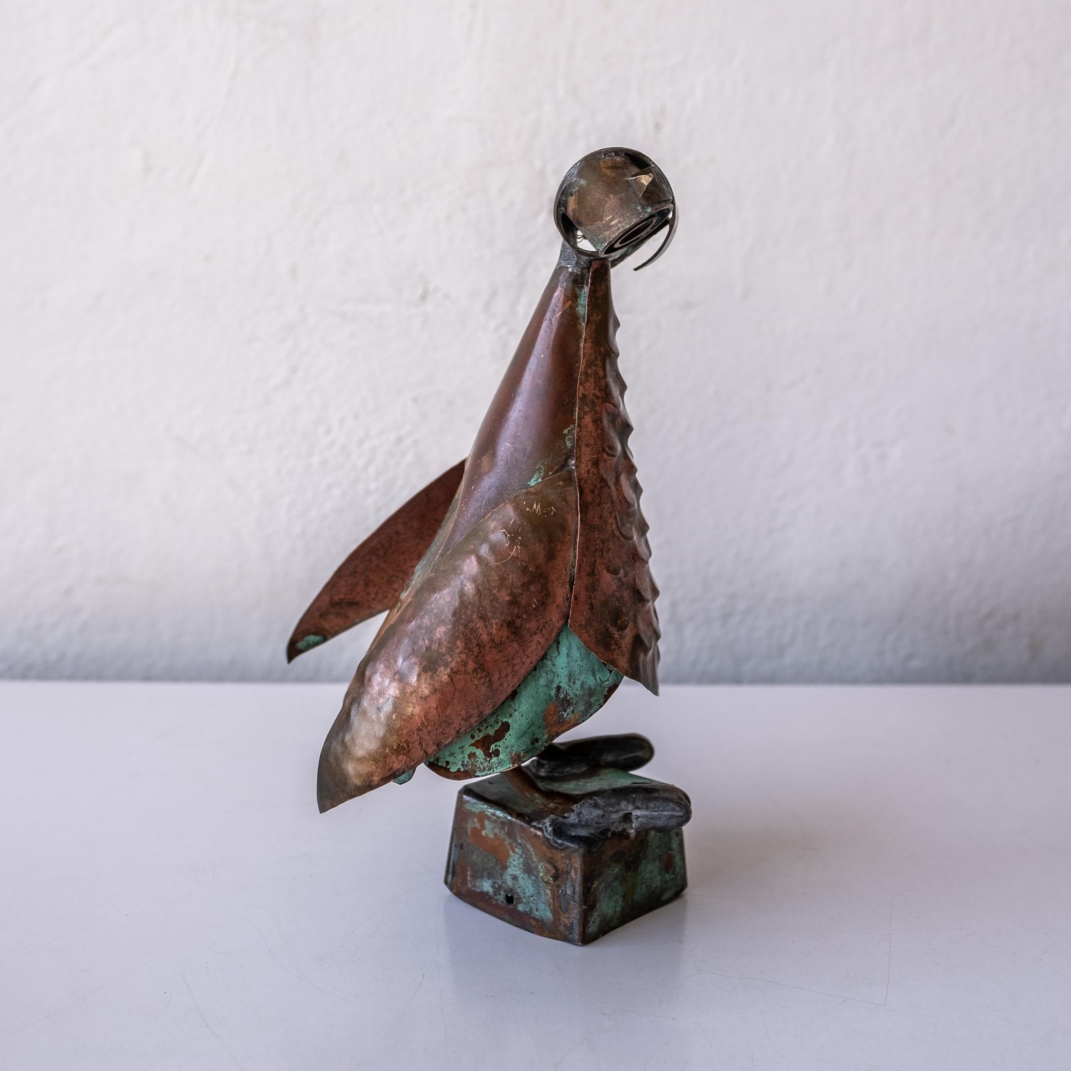Los Castillos Mexican Modernist Copper Owl Sculpture by Antonio Castillo For Sale 2