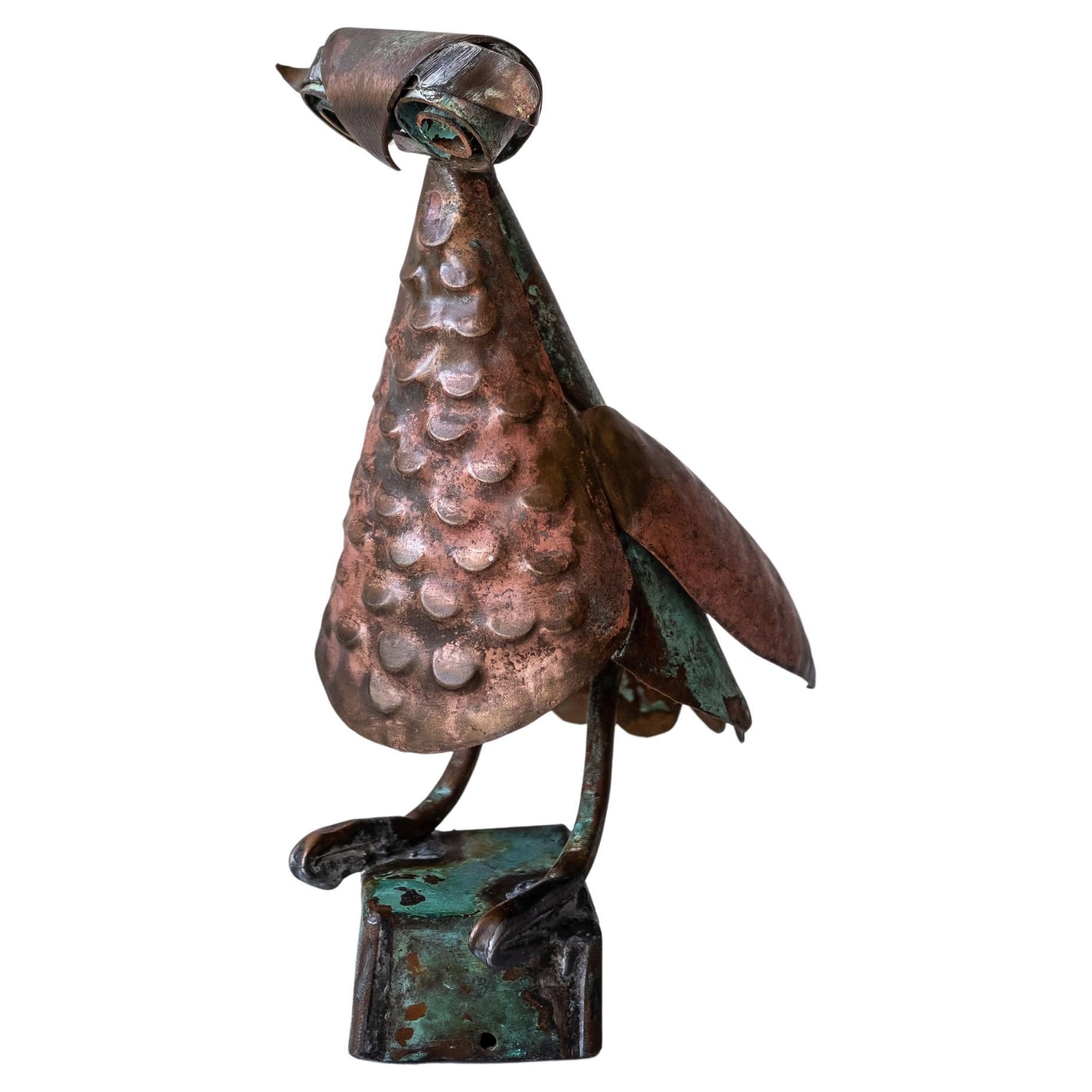 Los Castillos Mexican Modernist Copper Owl Sculpture by Antonio Castillo For Sale