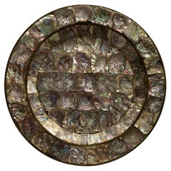 Los Castillos Style Mosaic of Abalone Shells on Copper Platter, 1950s, Mexico