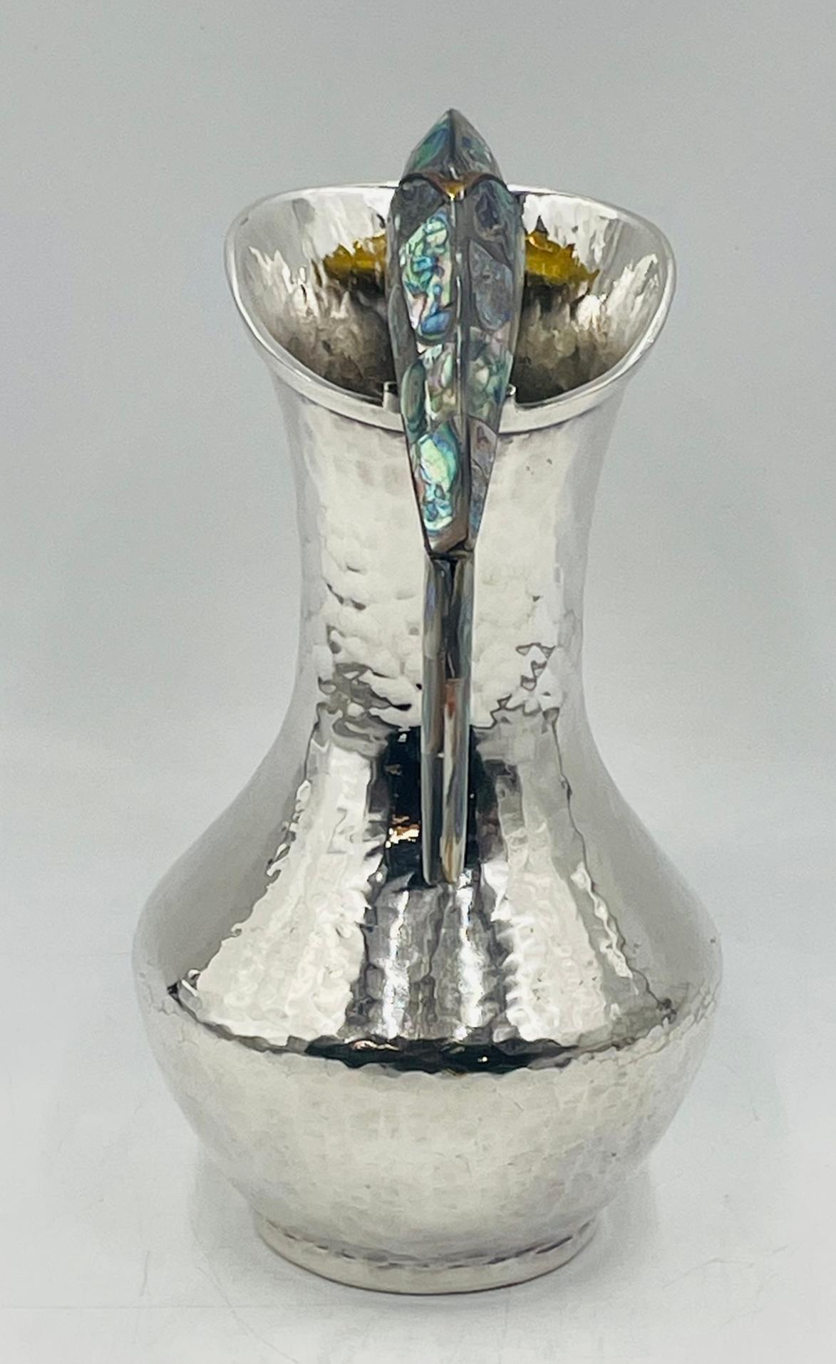 Los Fajardo 1960s Silver Plate & Abalone Parrot 3-Piece Service Set, Taxco For Sale 3