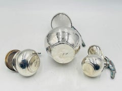 Los Fajardo 1960s Silver Plate & Abalone Parrot 3-Piece Service Set, Taxco