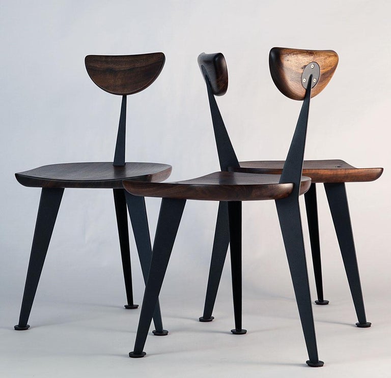 Los Gatos Three Leg Modern Dining Chair With Sculpted Seat Back And Steel Legs