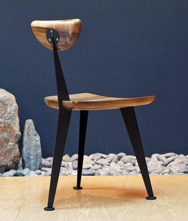 Los Gatos Three Leg Modern Dining Chair With Sculpted Seat Back And Steel Legs