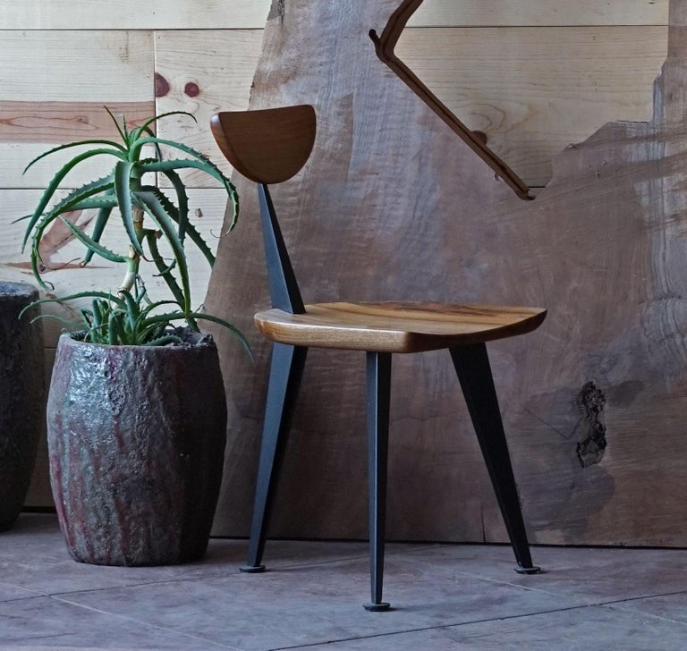 Los Gatos Three Leg Modern Dining Chair With Sculpted Seat Back And Steel Legs
