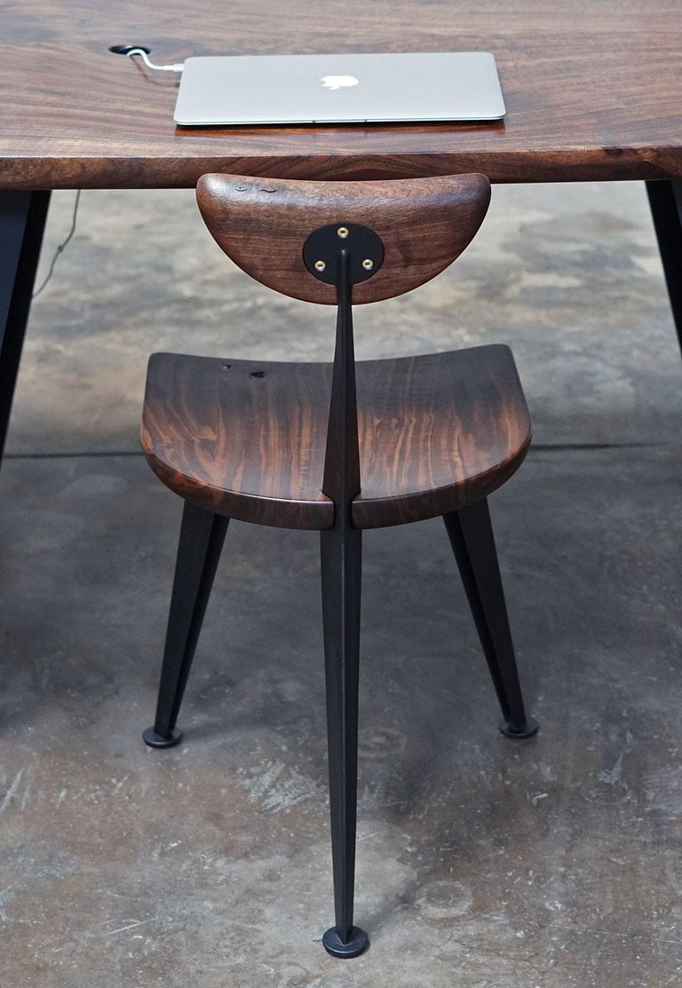Los Gatos Three Leg Modern Dining Chair With Sculpted Seat Back And Steel Legs