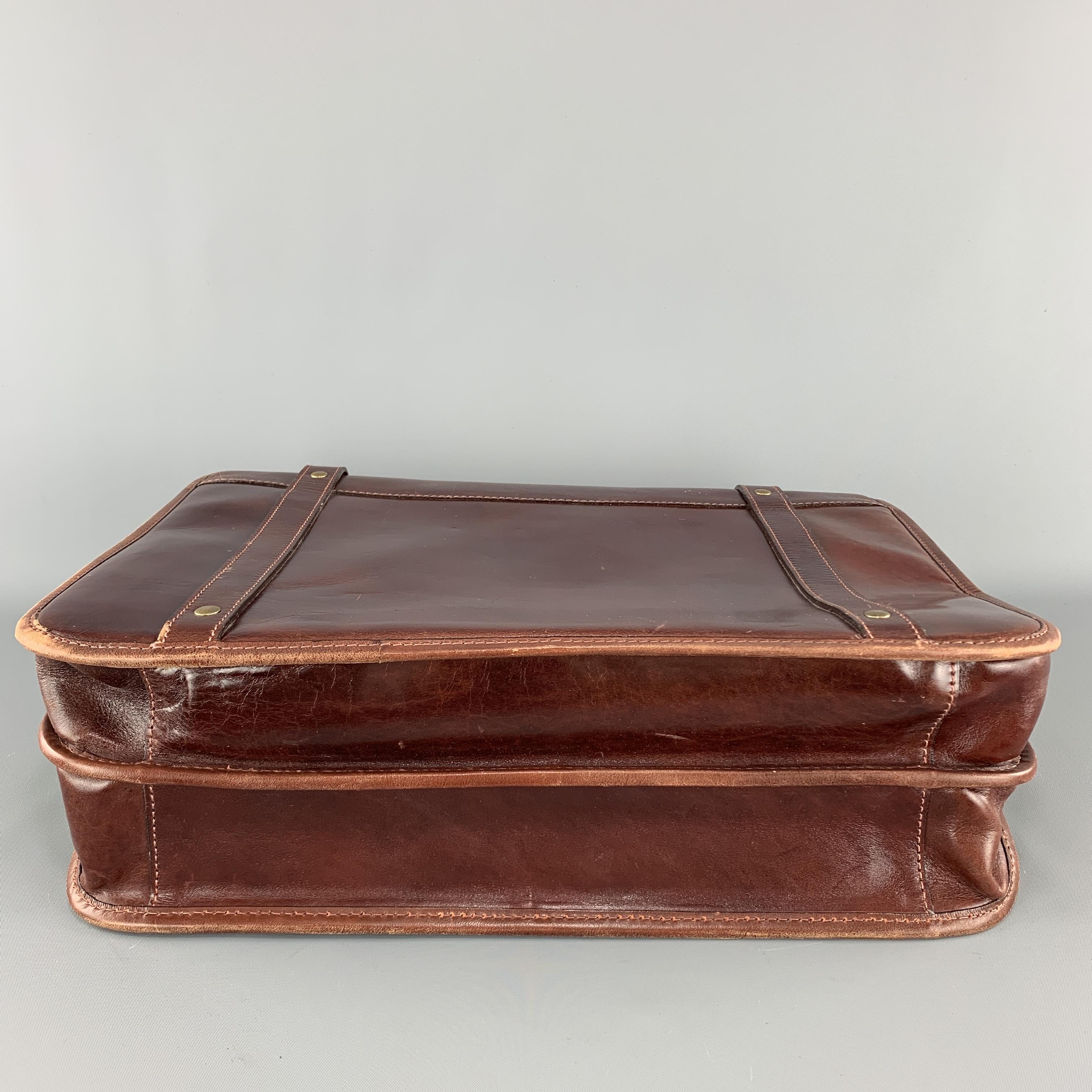 LOS ROBLES POLO TIME Antique Cognac Leather Briefcase Satchel 1