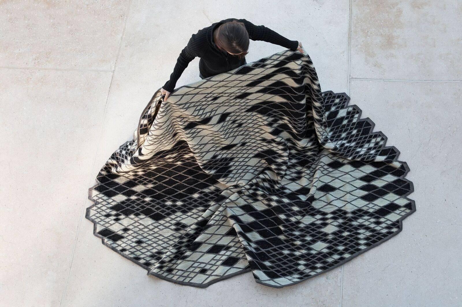 Pakistani Losanges 2 Hand-Loomed Wool Rug by Ronan & Erwan Bouroullec, Large For Sale