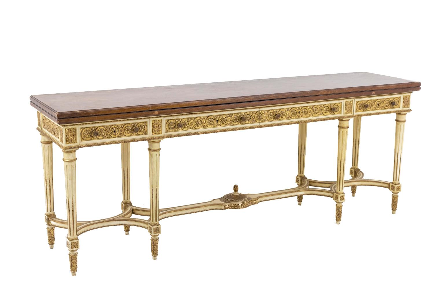 Spanish Loscertales, Large Louis XVI Style Console in Lacquered and Giltwood, 1960s