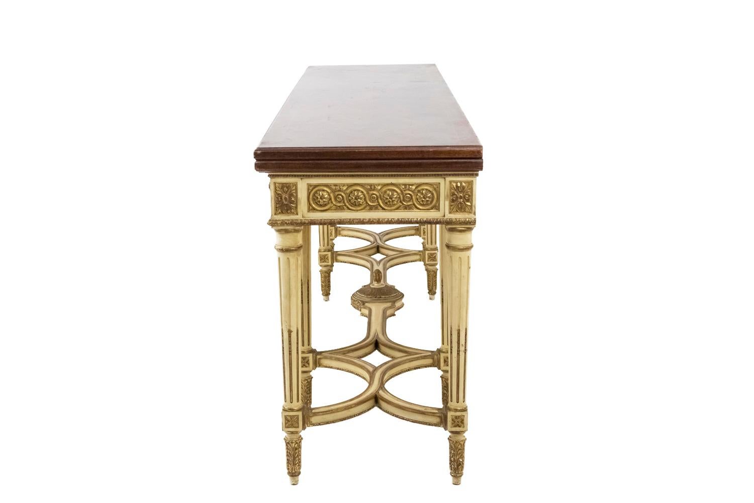 Mid-20th Century Loscertales, Large Louis XVI Style Console in Lacquered and Giltwood, 1960s
