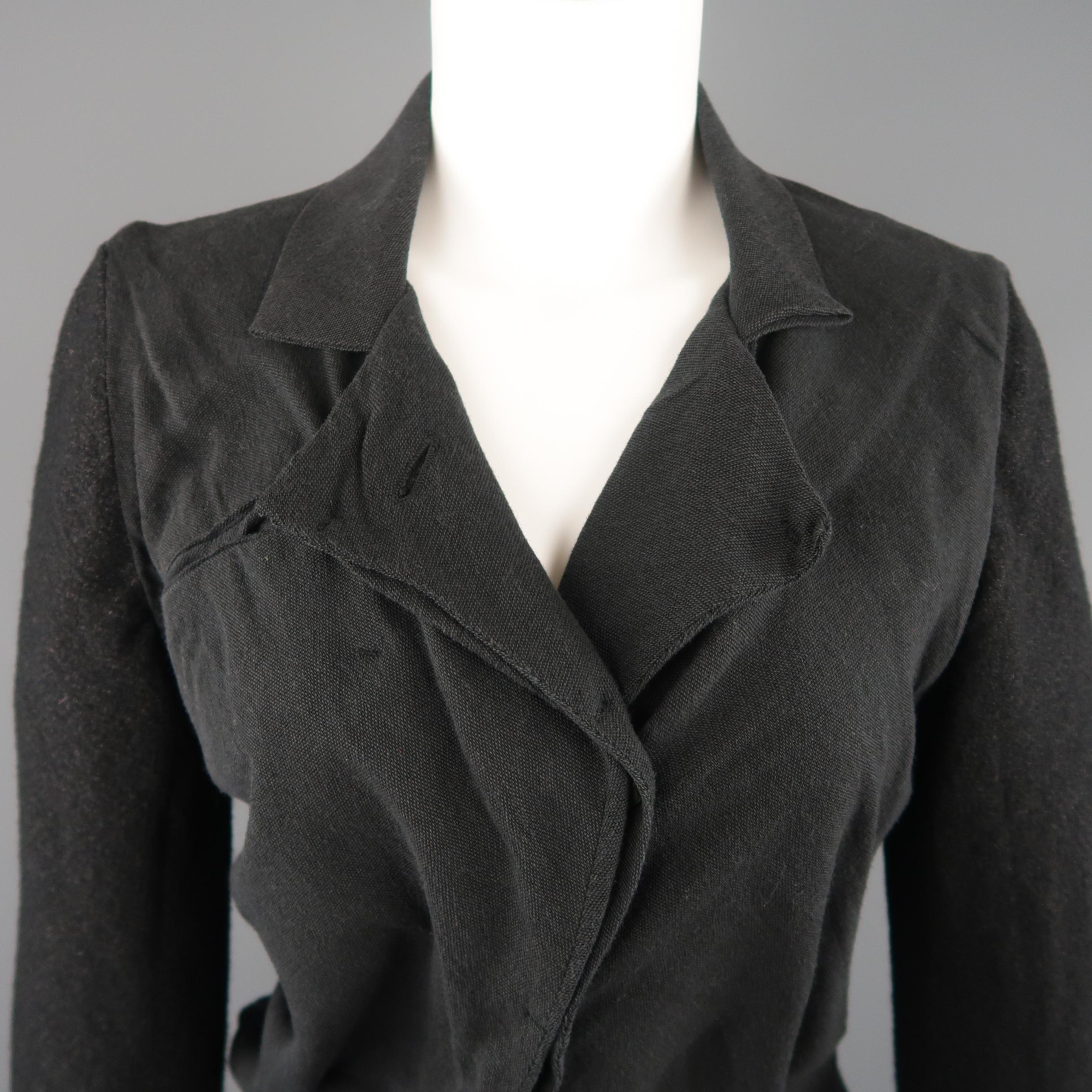 LOST & FOUND Size S Charcoal & Black Ruched Body Jacket In Excellent Condition In San Francisco, CA