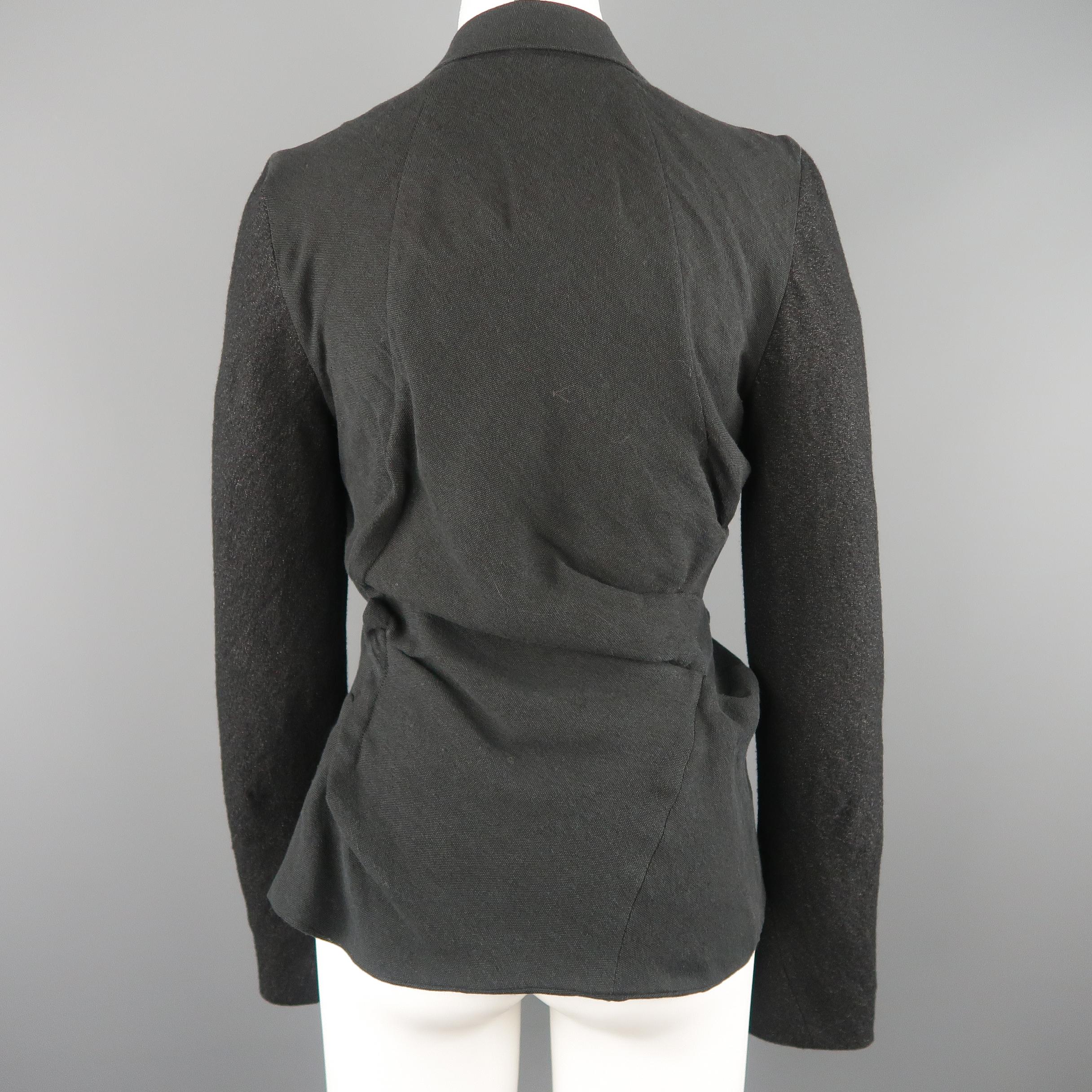 LOST & FOUND Size S Charcoal & Black Ruched Body Jacket 4