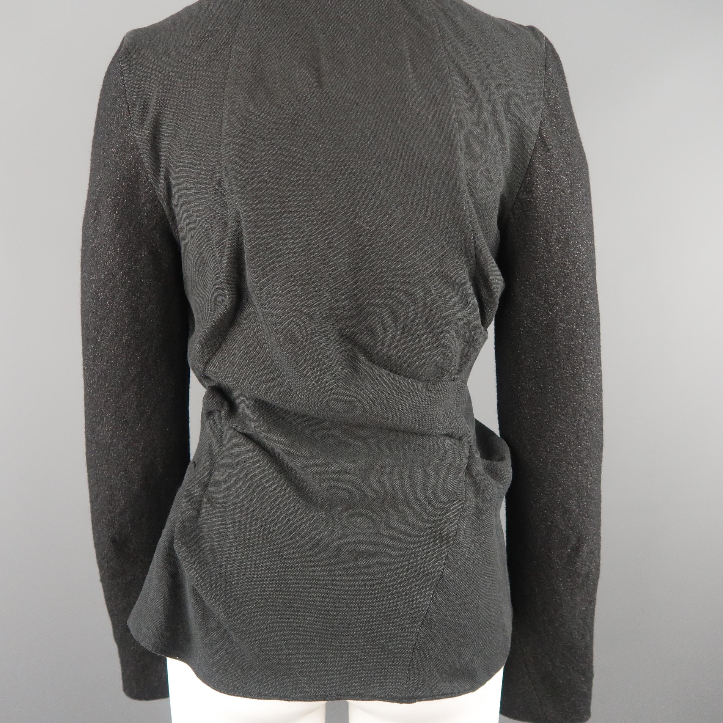 LOST & FOUND Size S Charcoal & Black Ruched Body Jacket 5
