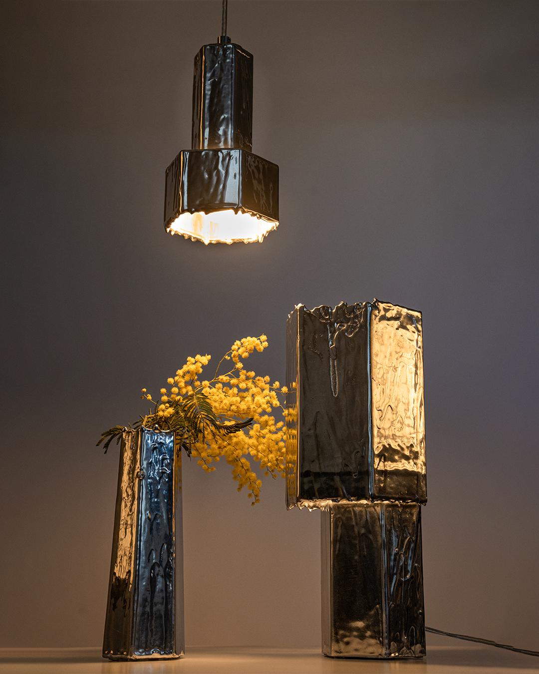 Aluminum Lost Pendant 6 Lamp by Studio Birtane For Sale