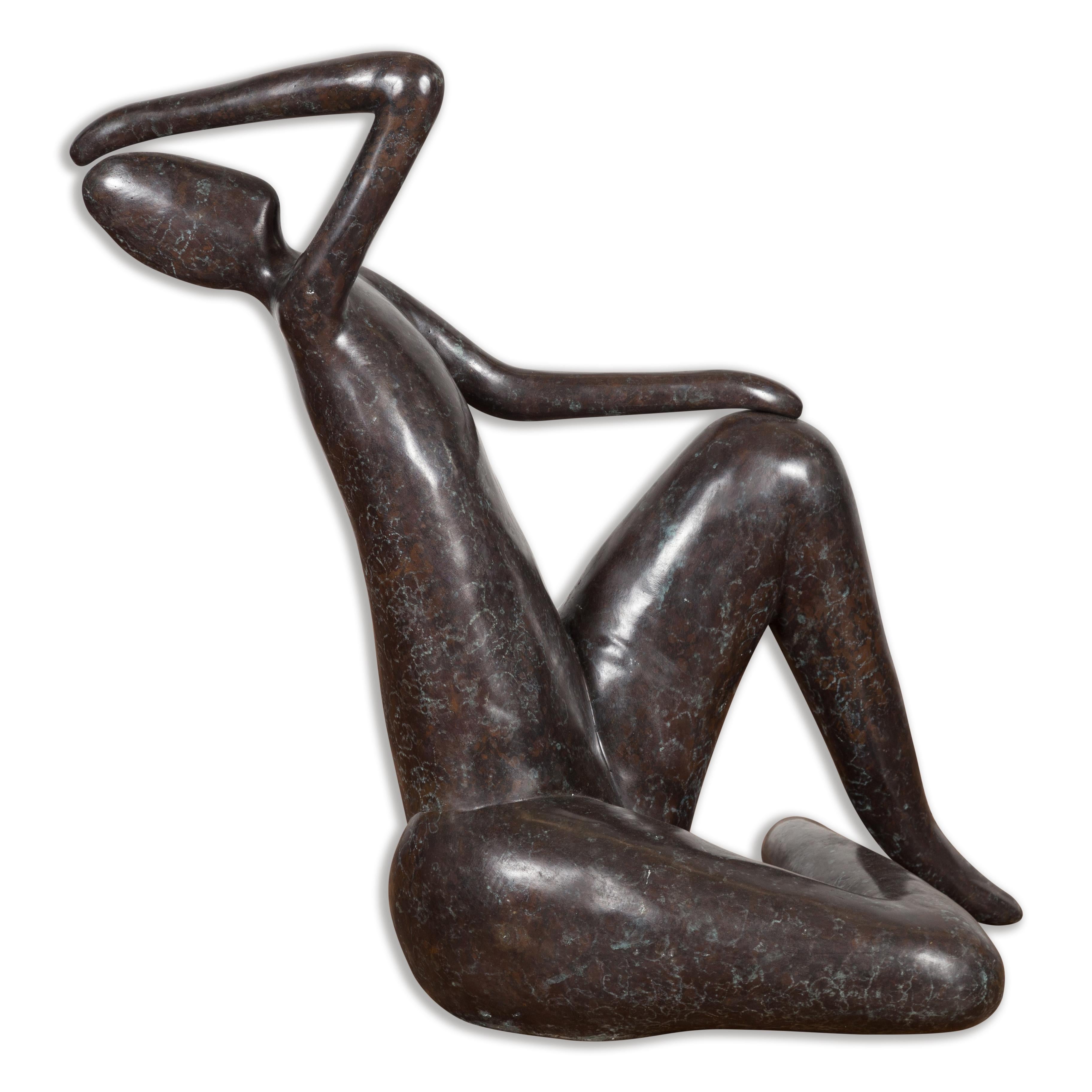 Modern Abstract Woman Bronze Sculpture For Sale 10