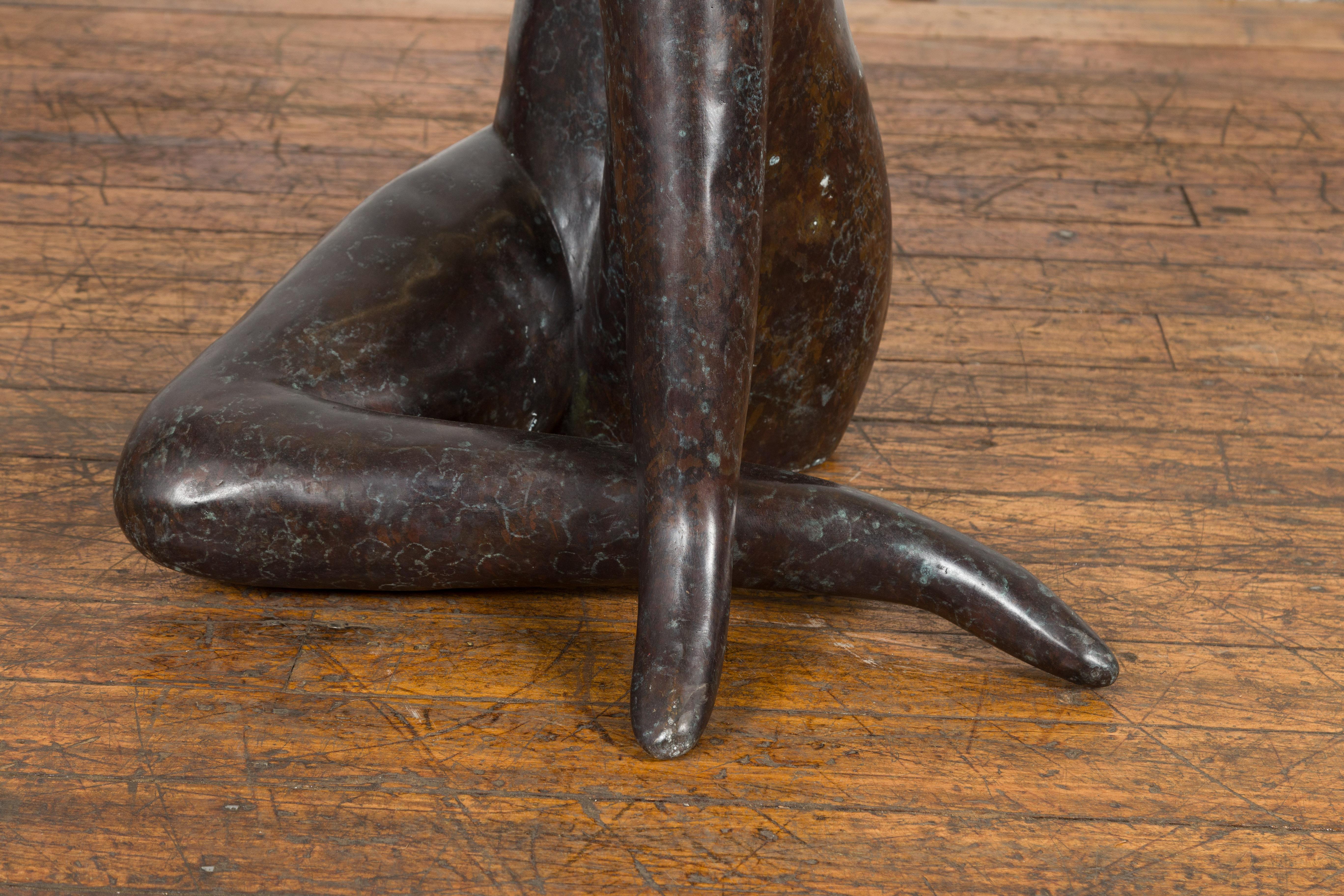 Contemporary Modern Abstract Woman Bronze Sculpture For Sale