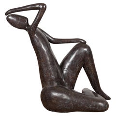 Sculpture moderne abstraite de femme en bronze