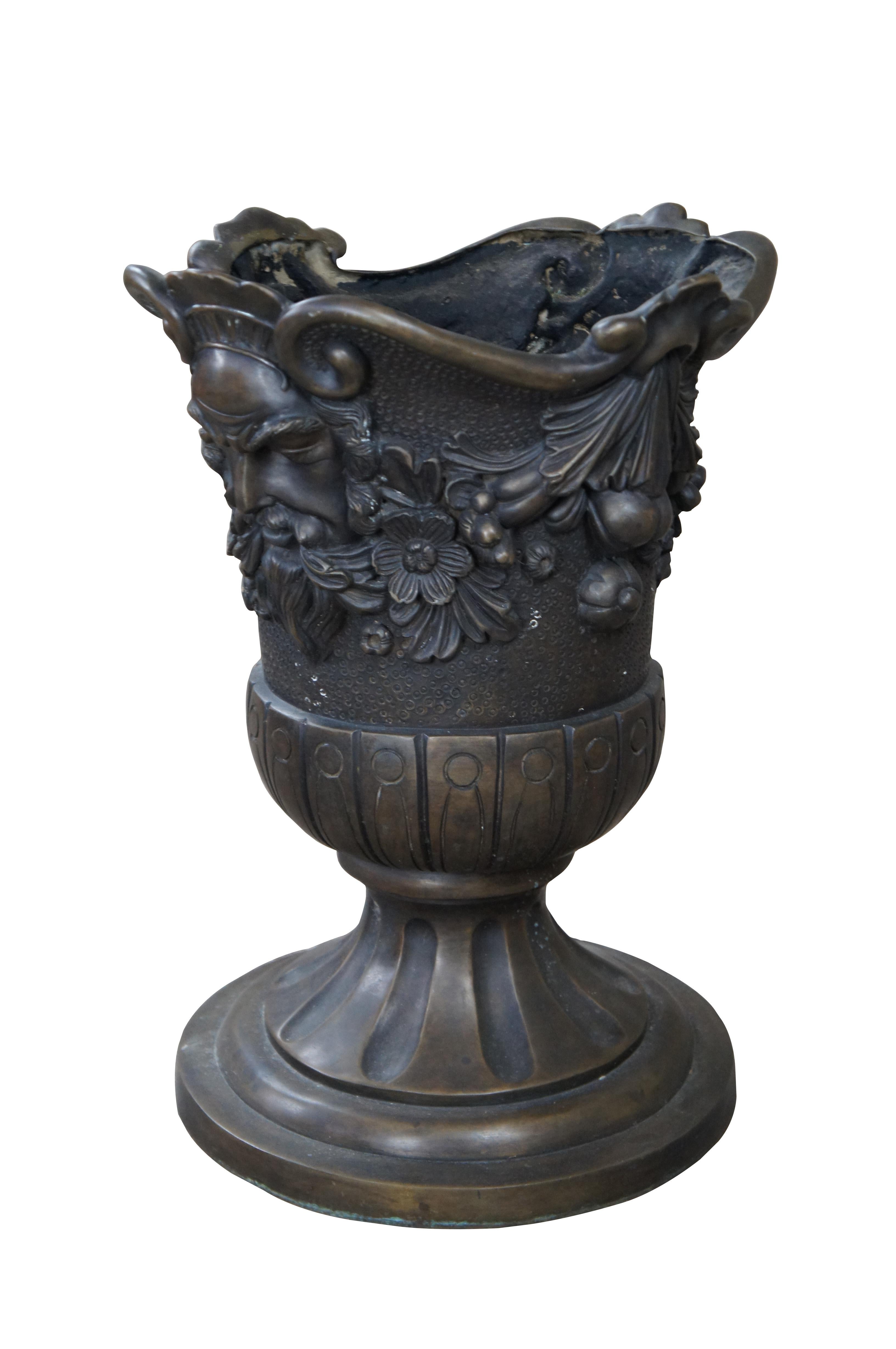 Greek Revival Lost Wax Cast Bronze Figural Zeus Urn Sculpture Planter Jardinière Pot 26