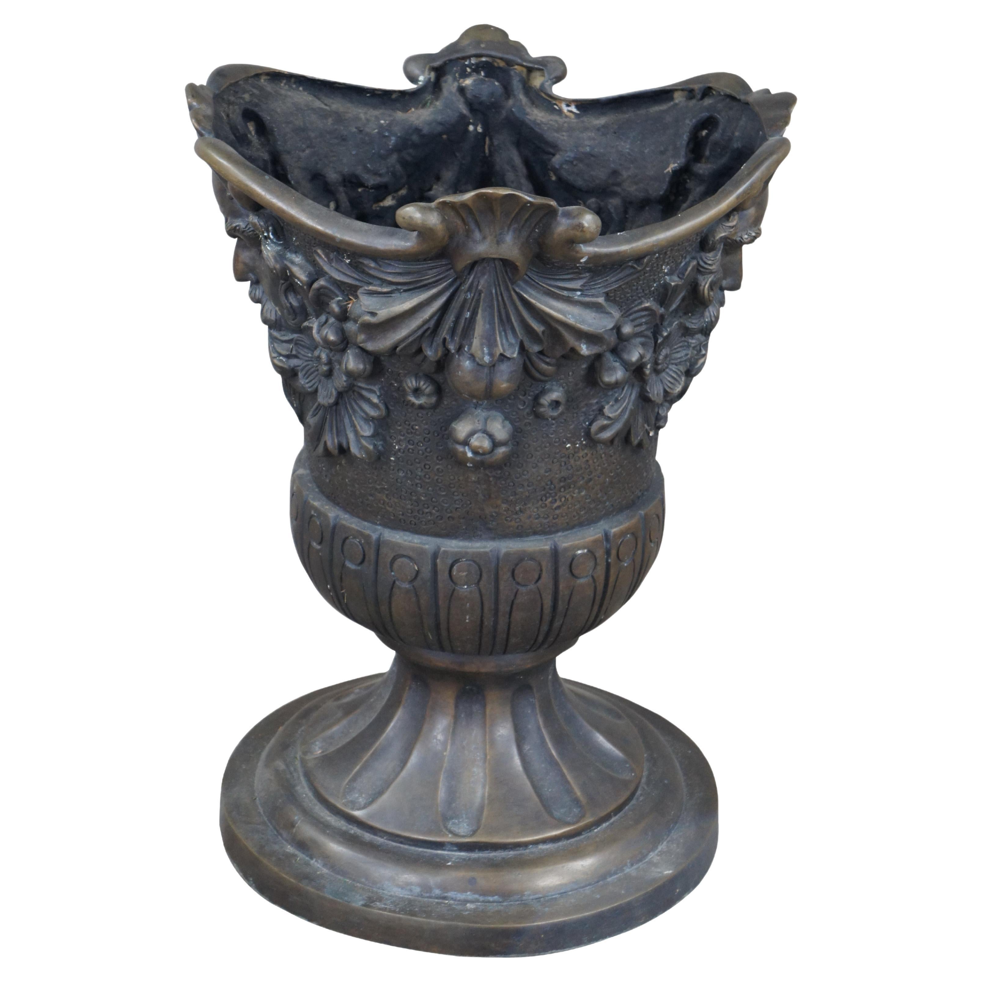 Lost Wax Cast Bronze Figural Zeus Urn Sculpture Planter Jardinière Pot 26"