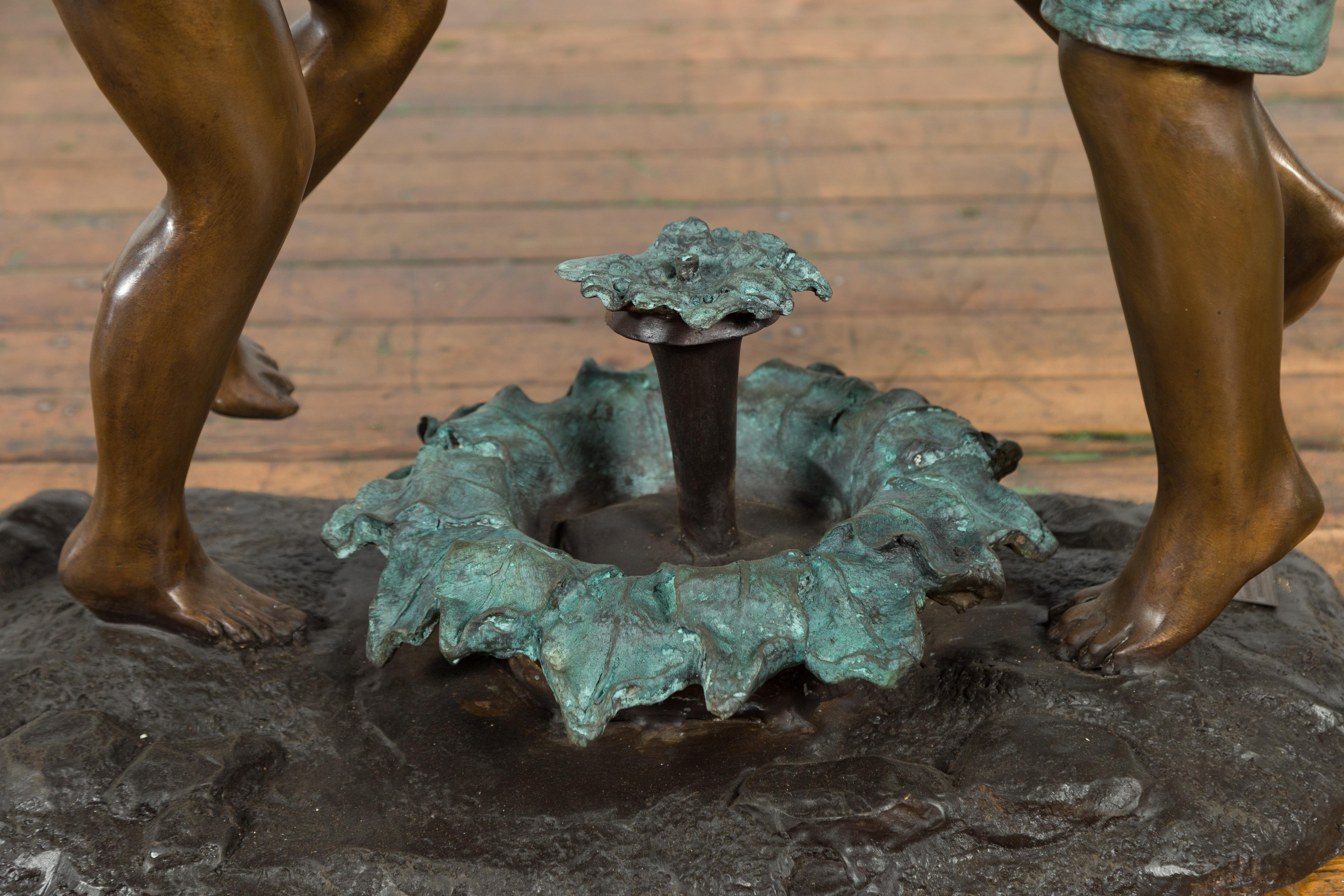 Lost Wax Cast Bronze Sculpted Group of Dancing Siblings, Tubed as a Fountain 3