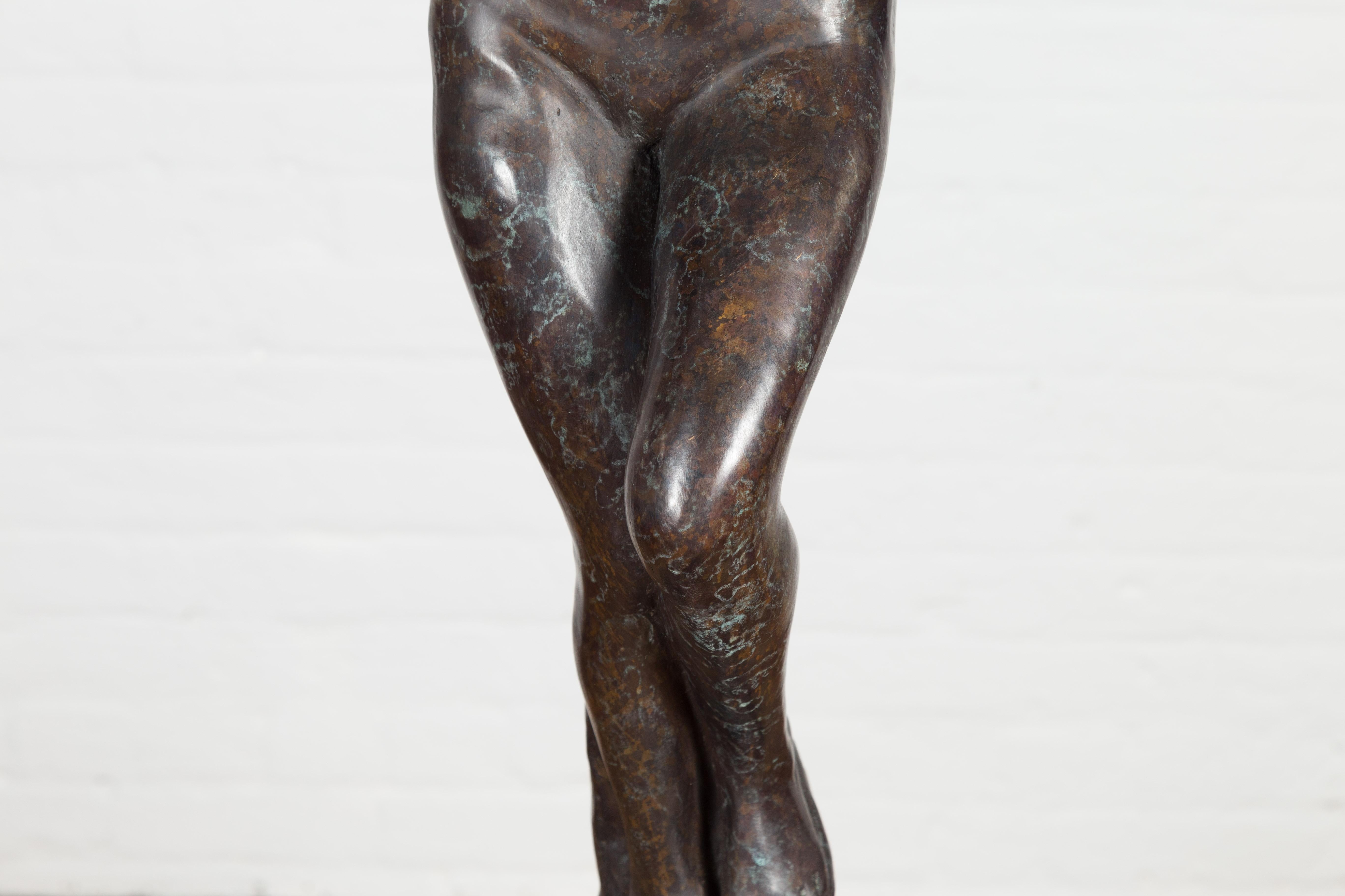Lost Wax Cast Bronze Sculpture Inspired by Auguste Rodin's Eve on Marble Base 3