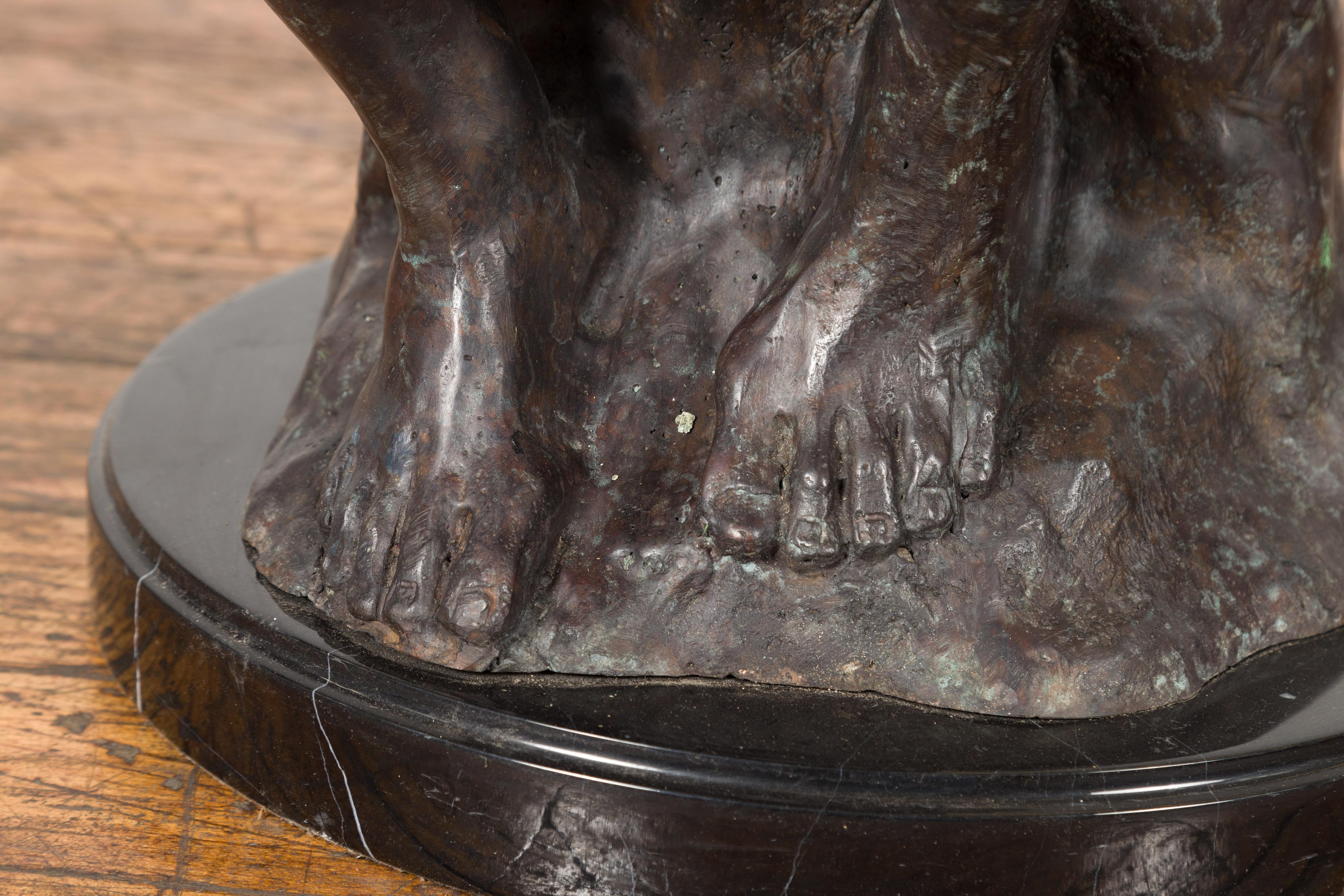 Lost Wax Cast Bronze-Skulptur auf Basis inspiriert von Auguste Rodin's The thinker im Angebot 3