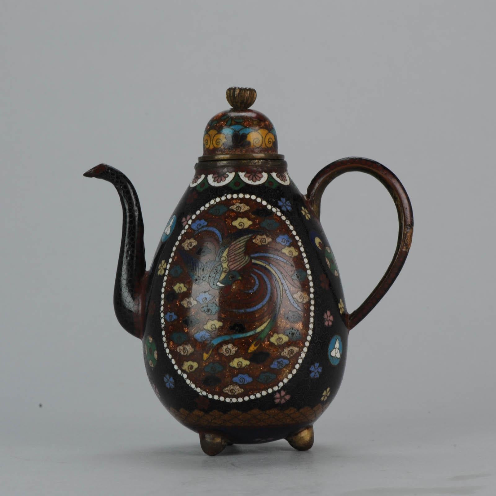 Meiji Japan Japanese Cloisonne Lot Bronze or Copper China Tea Set In Good Condition For Sale In Amsterdam, Noord Holland
