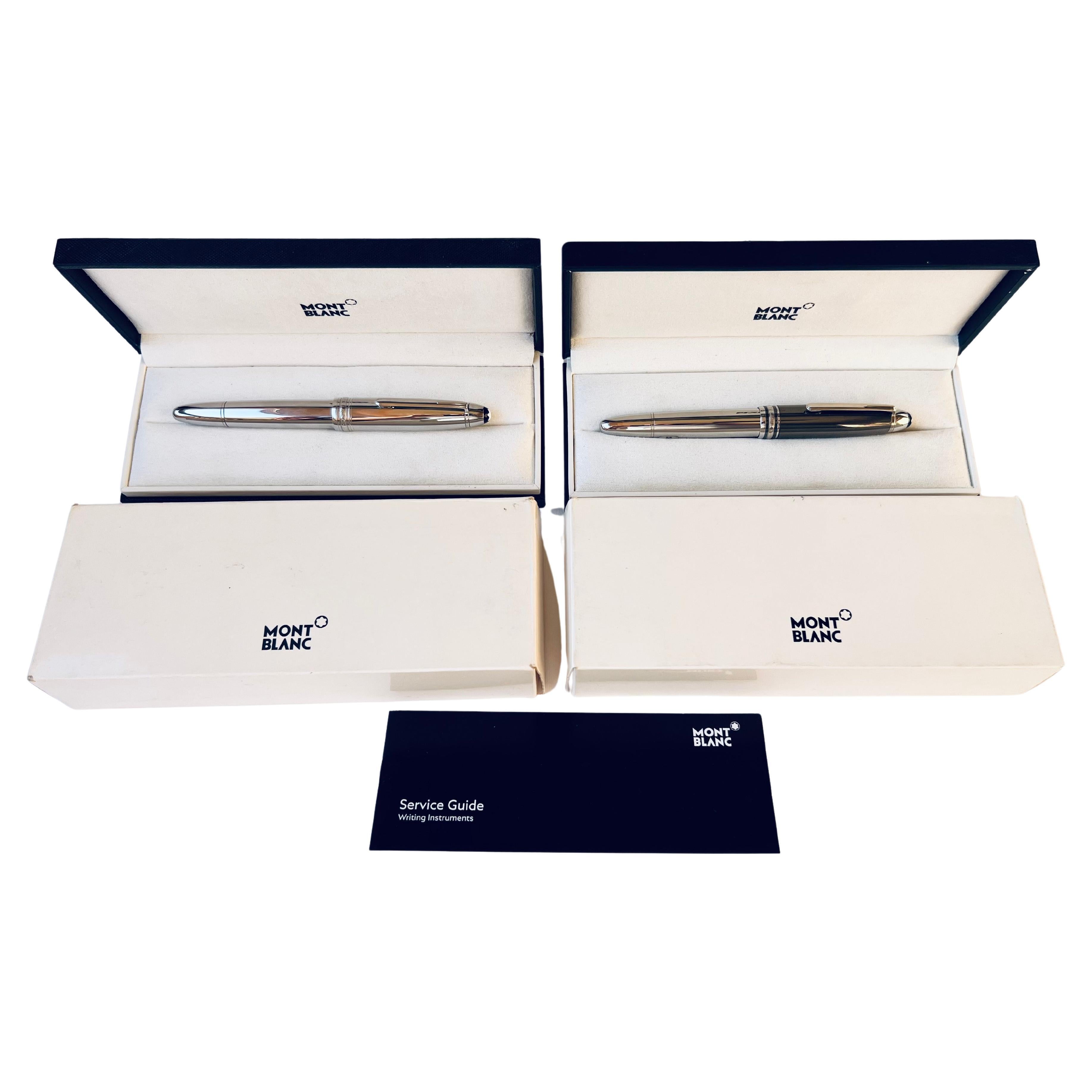 Lot 2 Montblanc Meisterstuck 146 LeGrand Solitaire HEMATITE Fountain Pen &SS F P For Sale