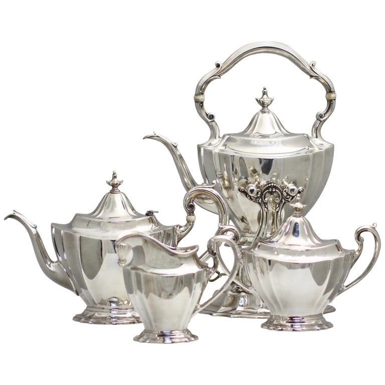 Lot 53 Reed and Barton Sterling Silver Tea Service For Sale