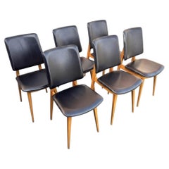 Lot 6 chaises vintage scandinaves du milieu du XXe siècle, piétement compas