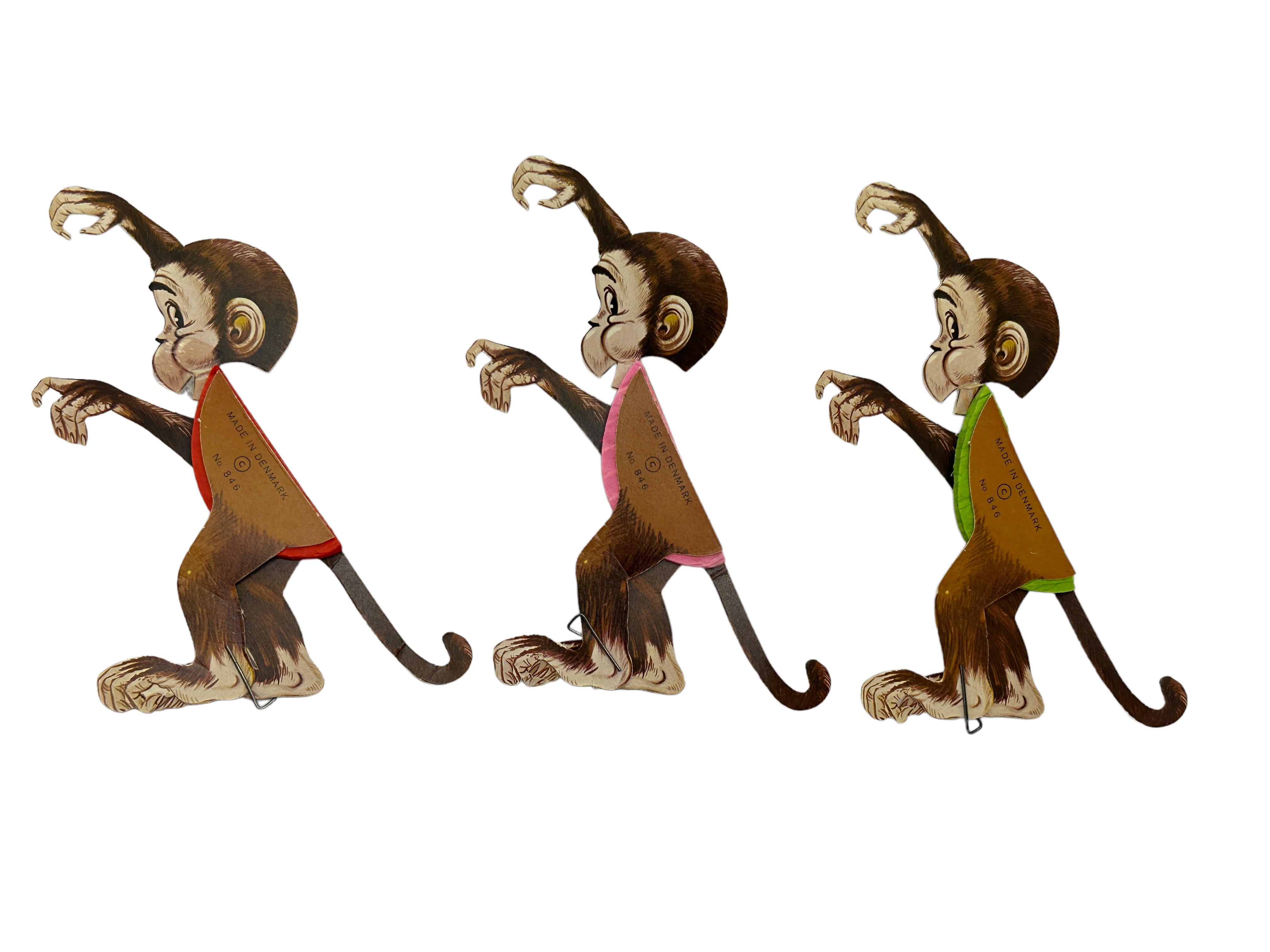 Lot 6 Vintage Ape Monkey Bojesen Style Paper Cardboard Hanging Mobile Ornaments For Sale 4
