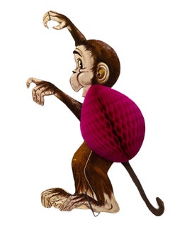 Lot 6 Vintage Ape Monkey Bojesen Style Paper Cardboard Hanging Mobile Ornaments