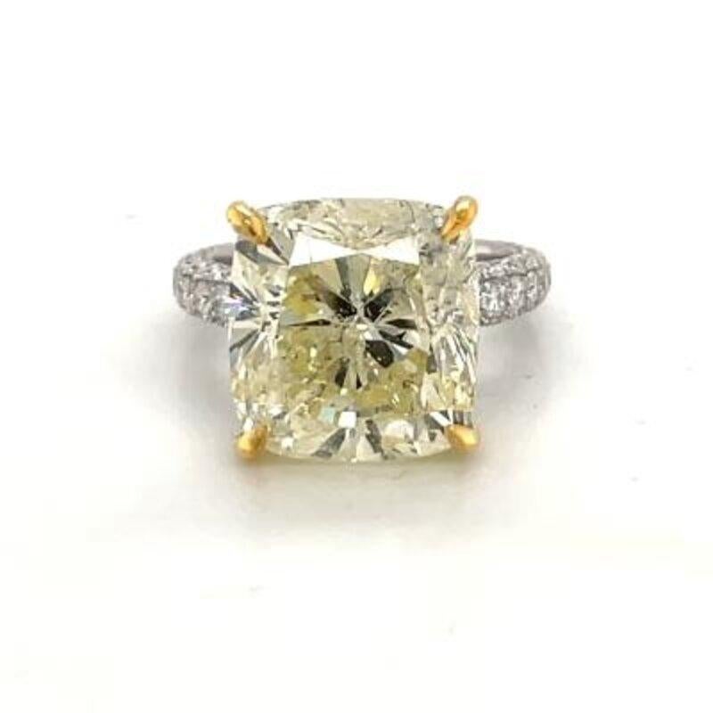 Lot: 8124 Natural 13.02cts Cushion Diamond Set in Halo Ring For Sale