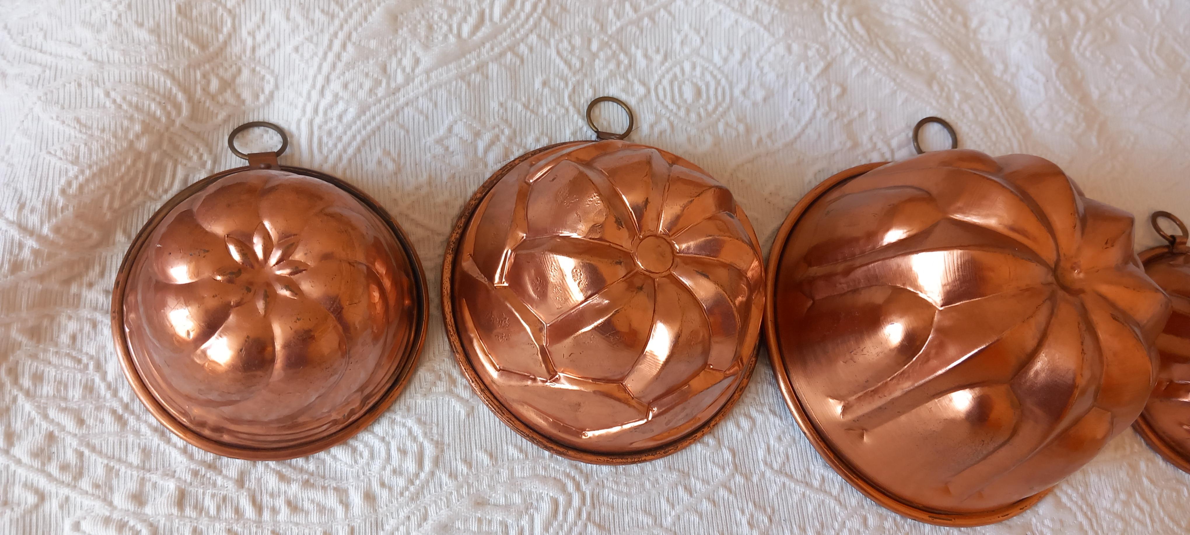 Copper Molds Antique Wall Decoración  for Kitchen, Lot of 5 For Sale 4
