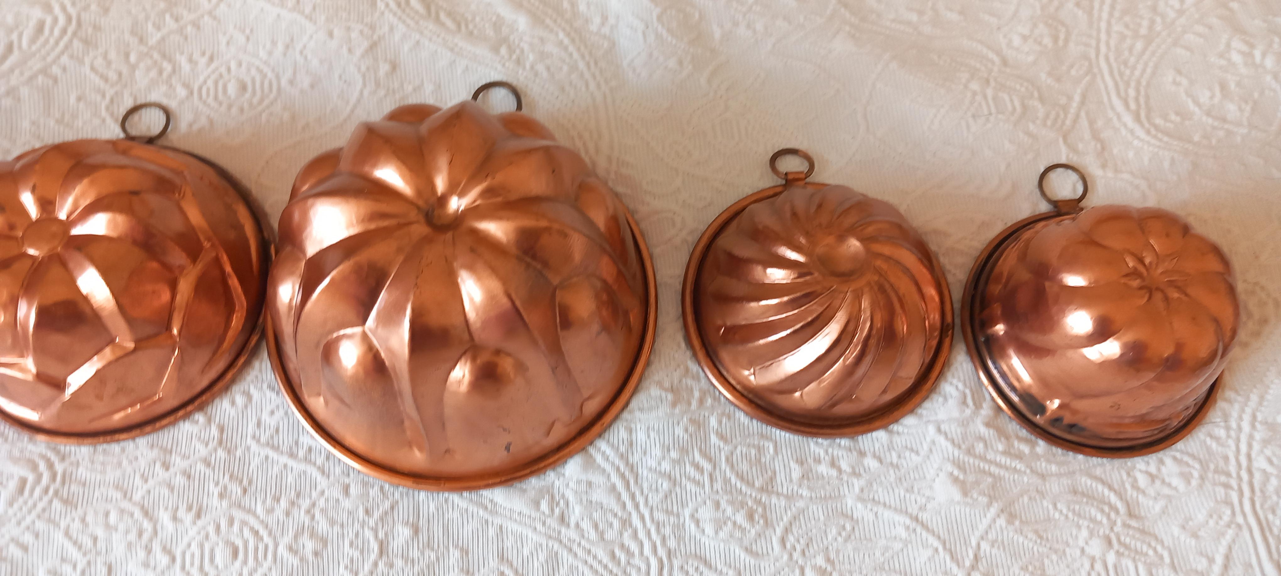Copper Molds Antique Wall Decoración  for Kitchen, Lot of 5 For Sale 5