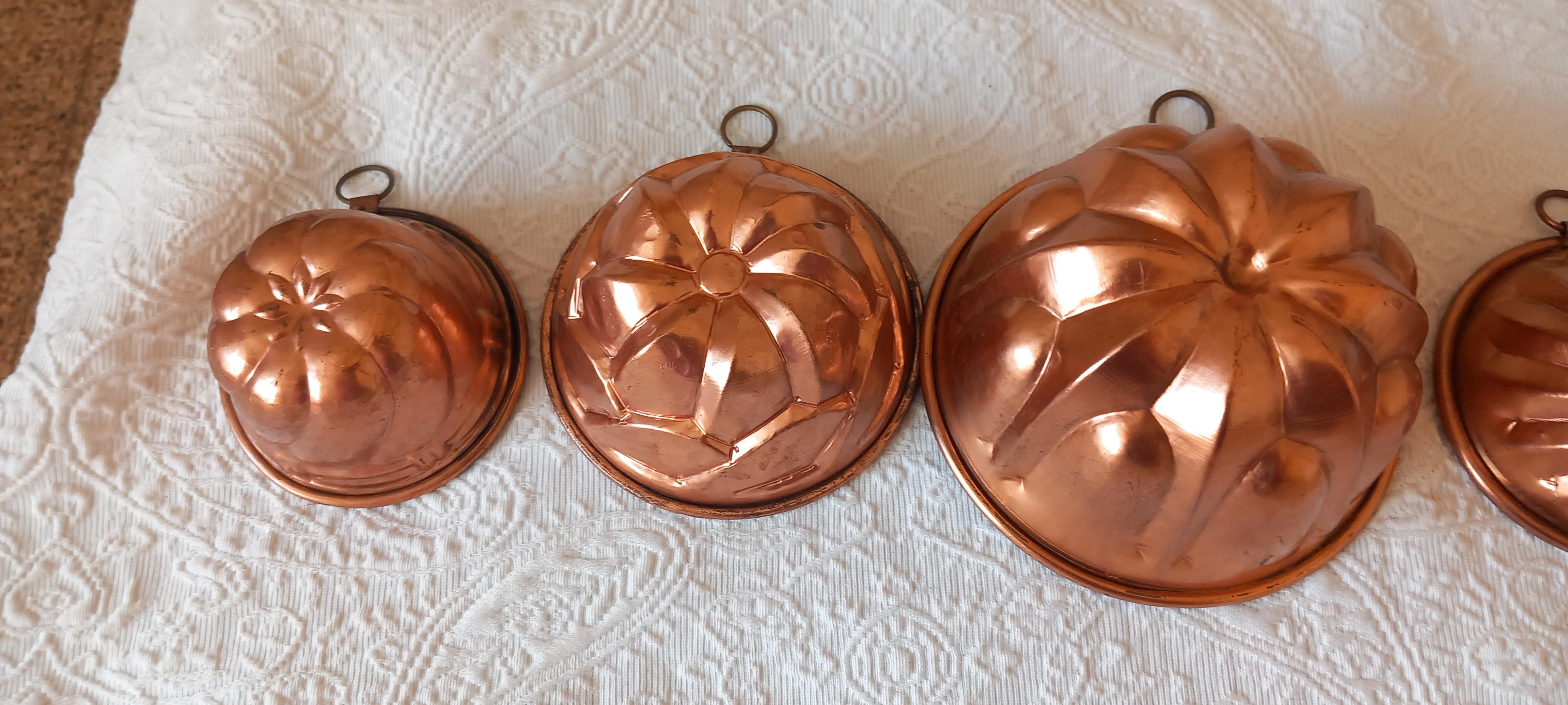 Copper Molds Antique Wall Decoración  for Kitchen, Lot of 5 For Sale 6