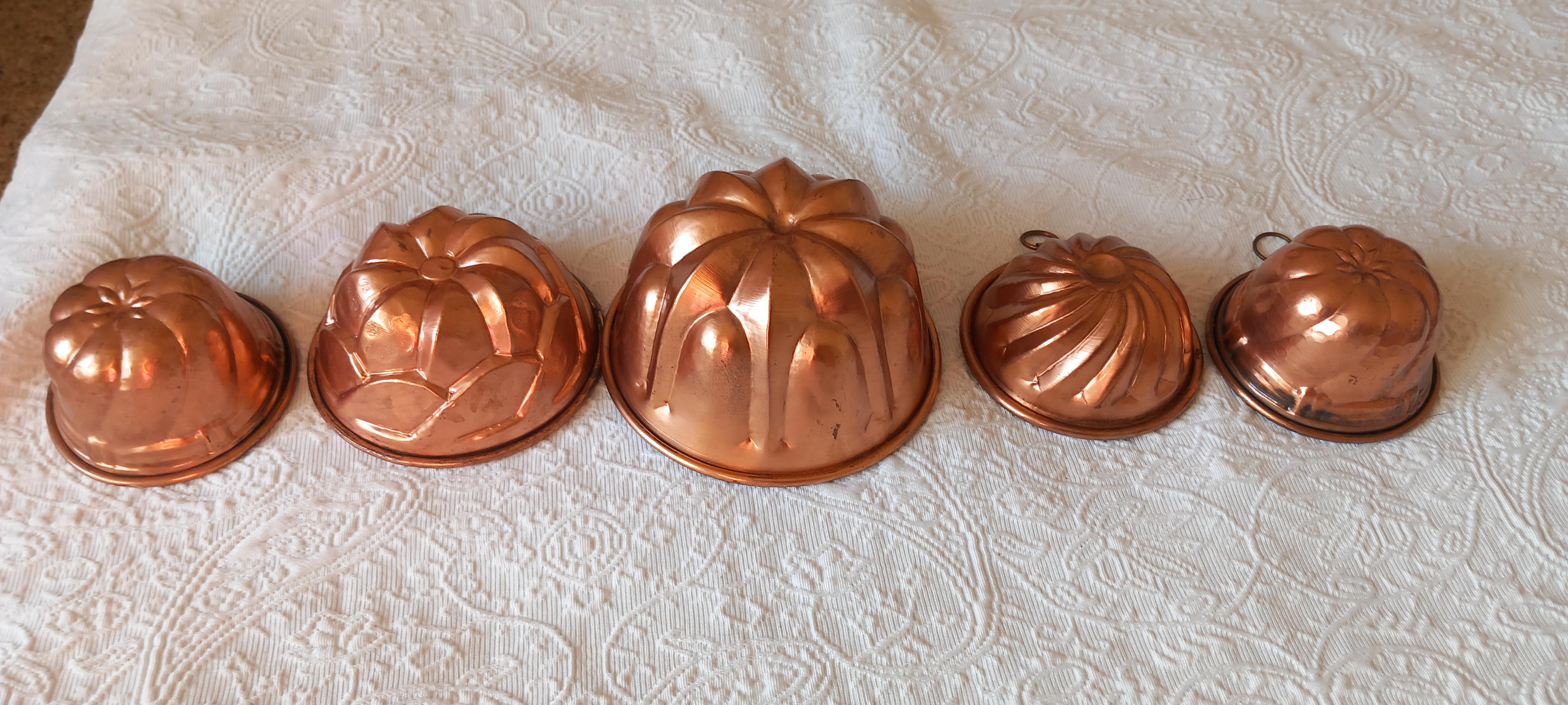 Copper Molds Antique Wall Decoración  for Kitchen, Lot of 5 For Sale 2