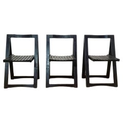 Lot de 3 chaises pliantes noires, modèle Triste, par Aldo Jacober