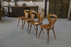 Lot de 4 chaises modèle "Fourmi" par Baumann 1950's
