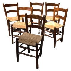 Antique Lot de 6 chaises anciennes cévenoles début 1900