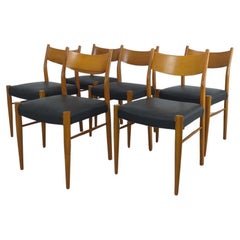 Lot de 6 chaises vintage en bois simili cuir